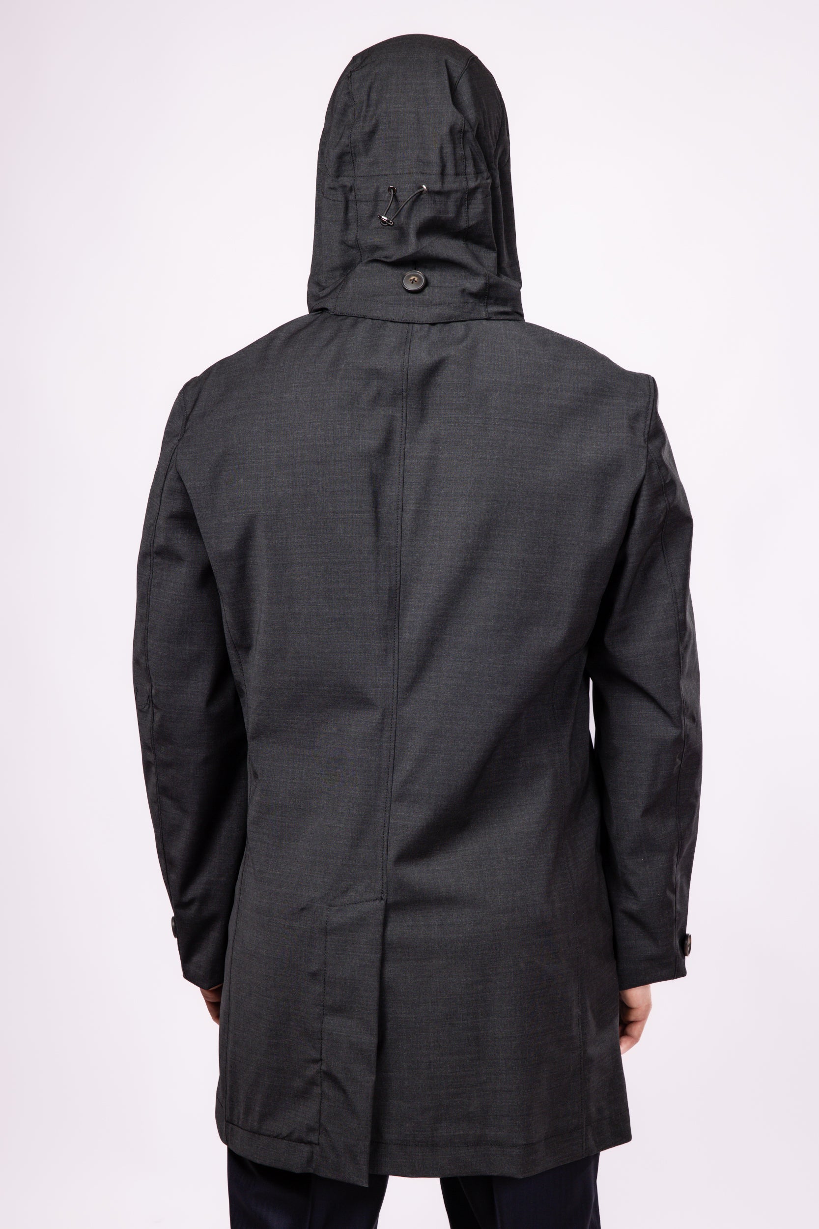 Charcoal Waterproof Wool Raincoat