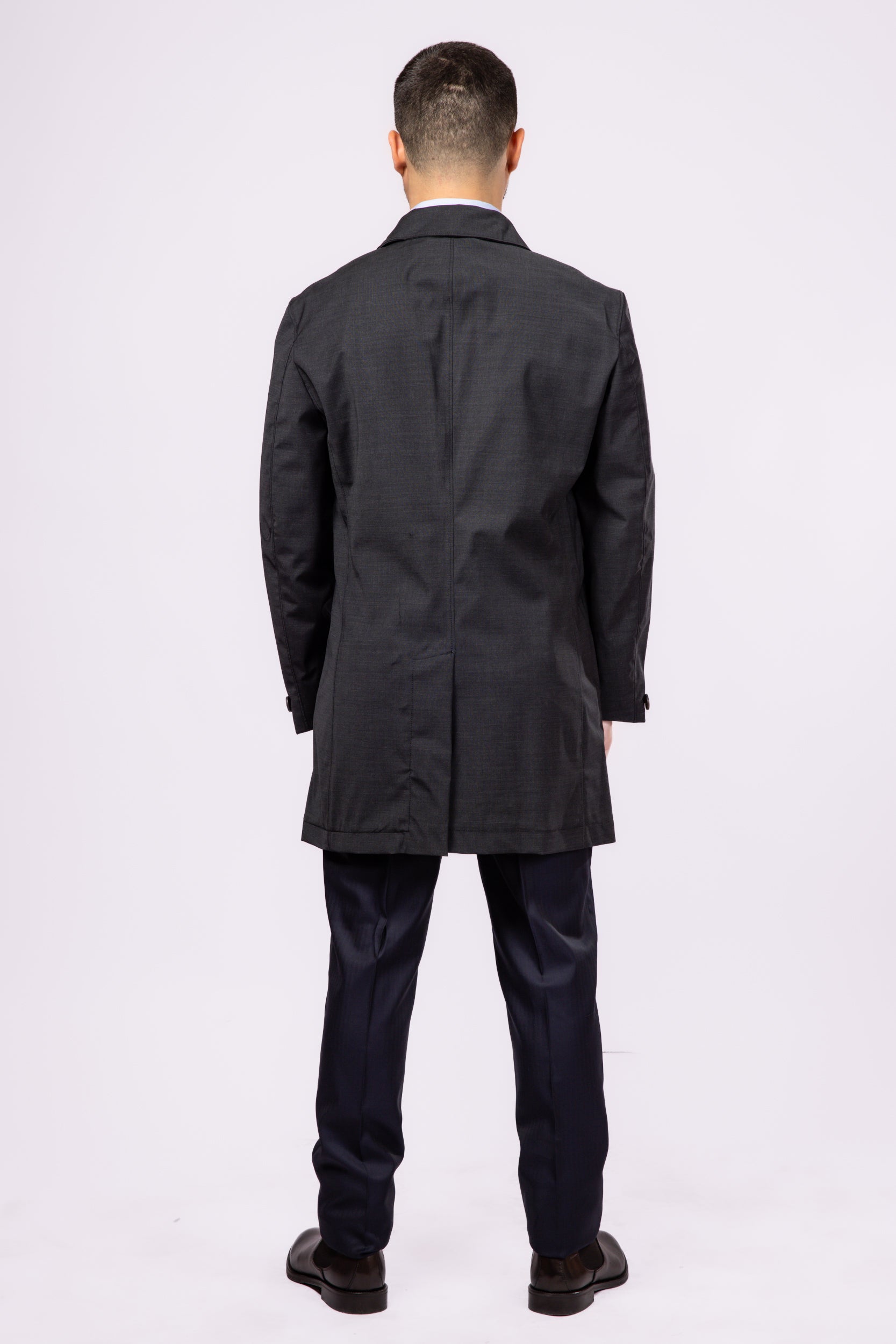 Charcoal Waterproof Wool Raincoat