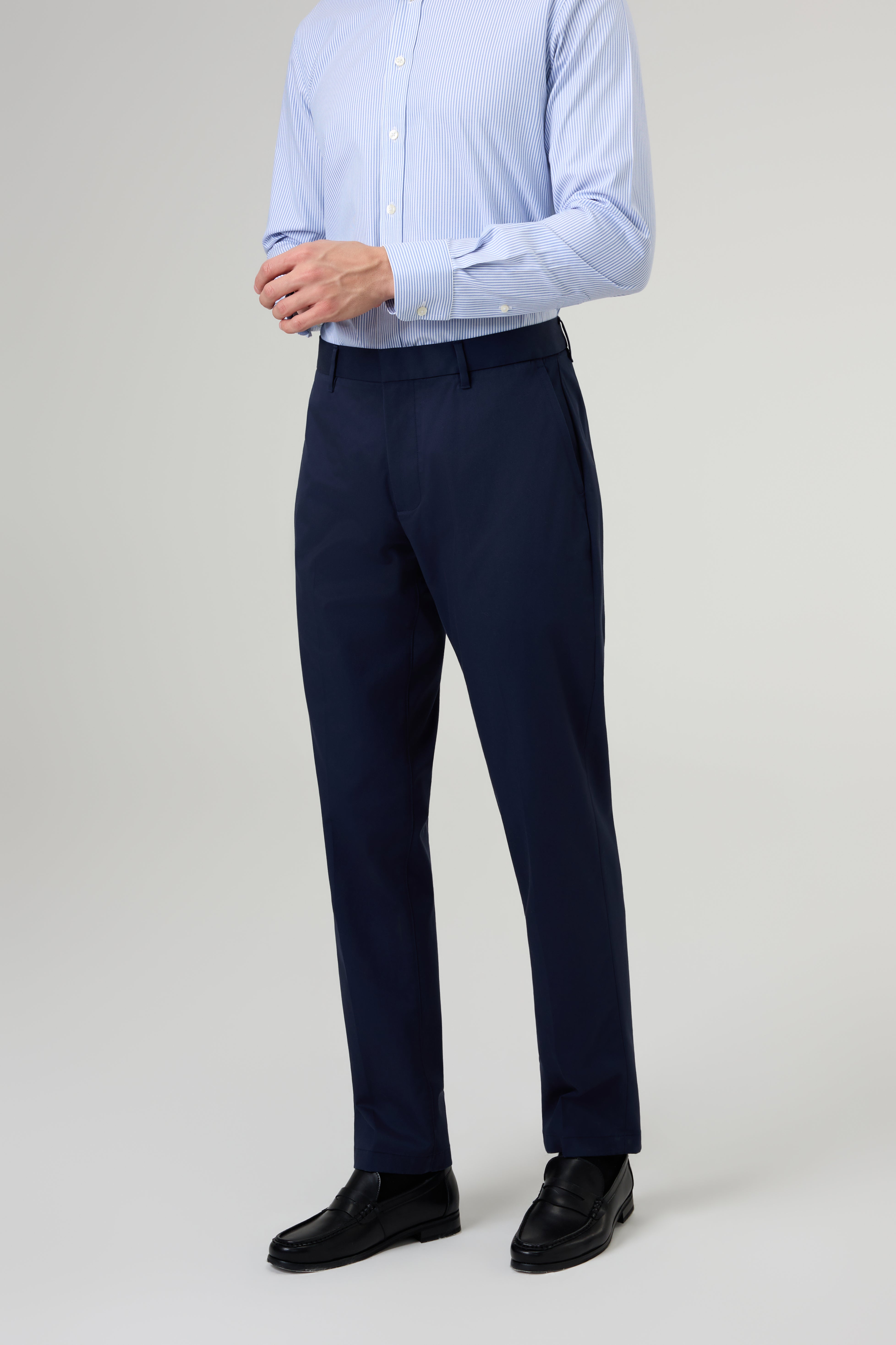 Solid Cotton Navy Dress Pants