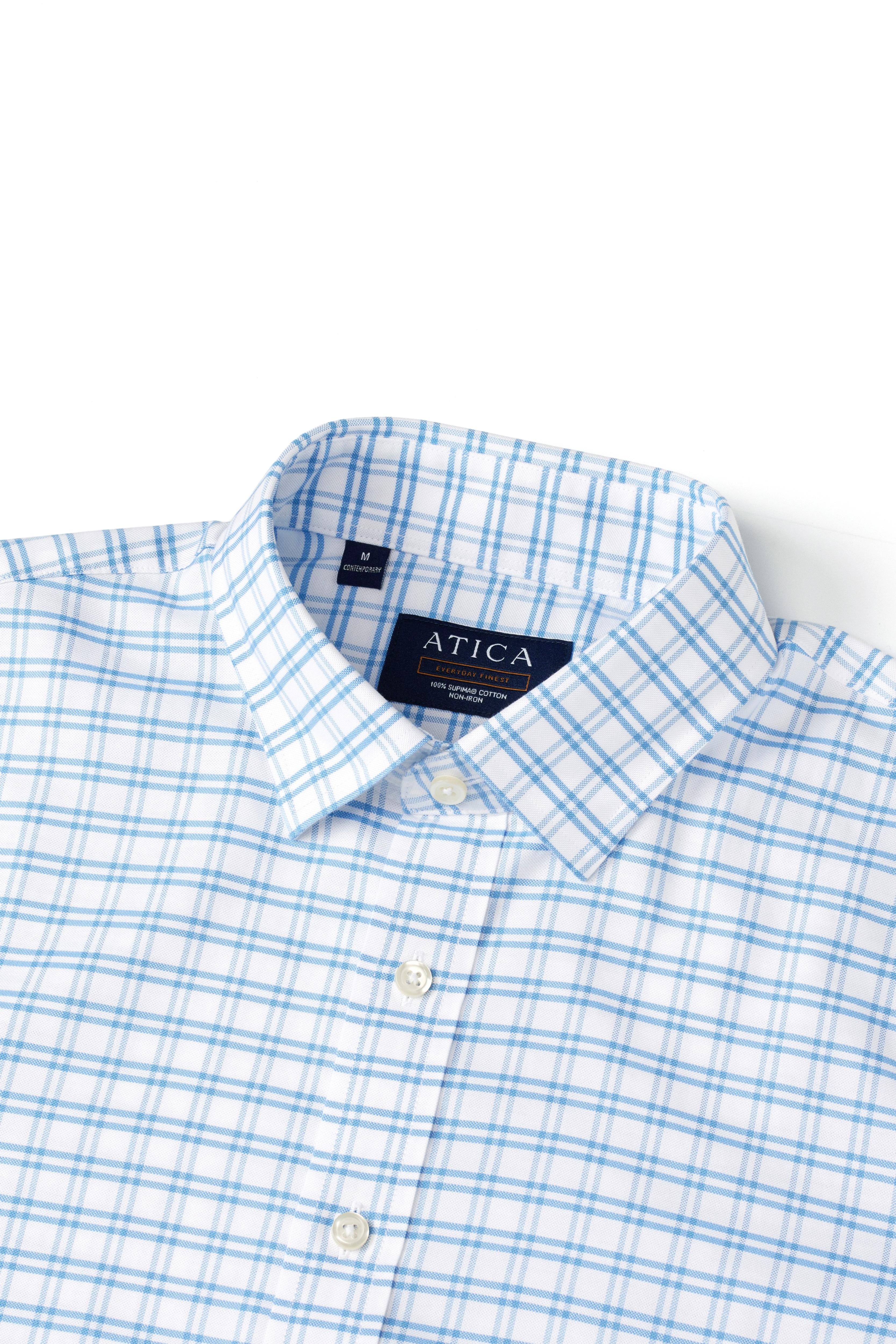 EVERYDAY Light Blue Grid Shirt - Atica Man