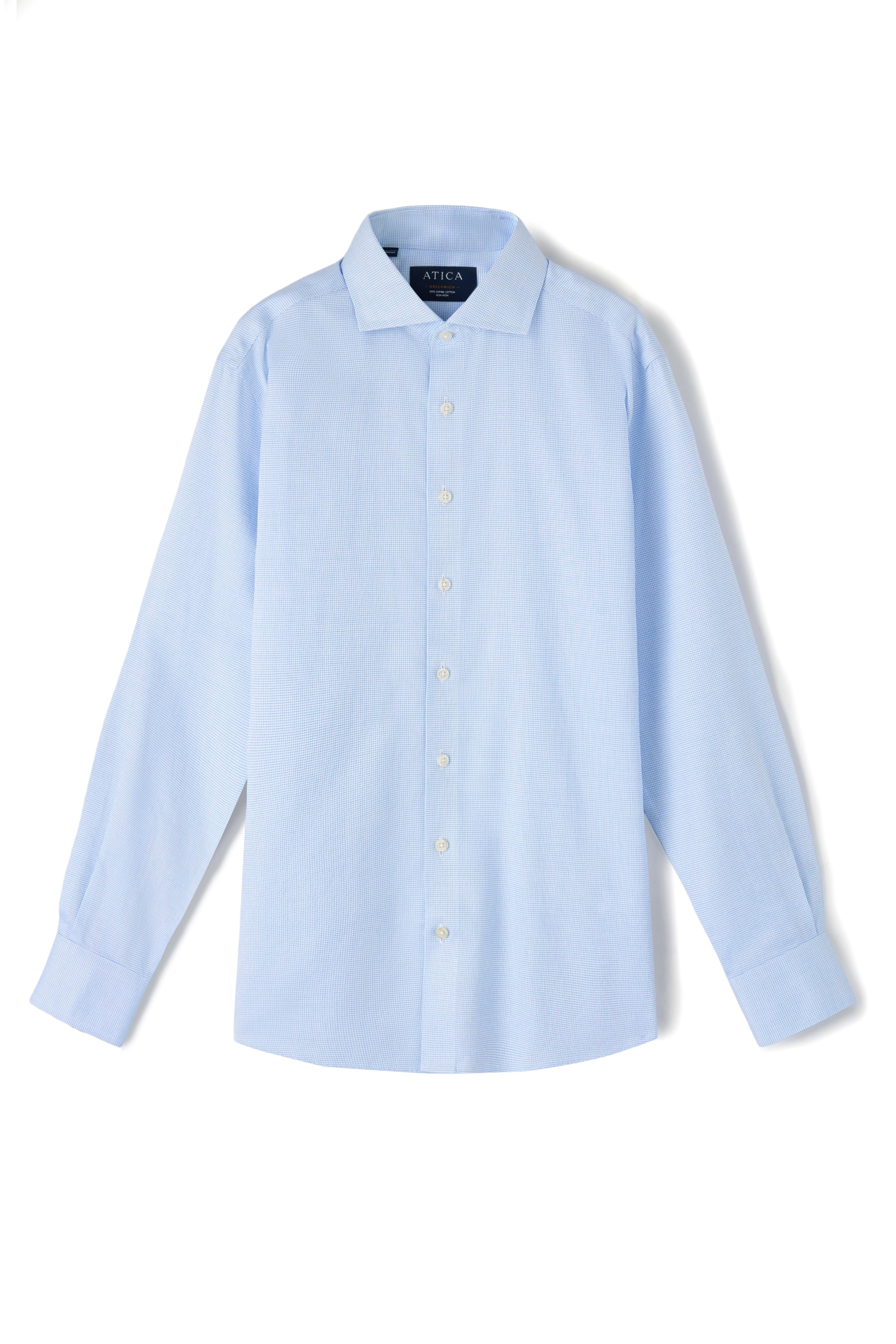 Greenwich Light Blue Grid Shirt - Atica Man