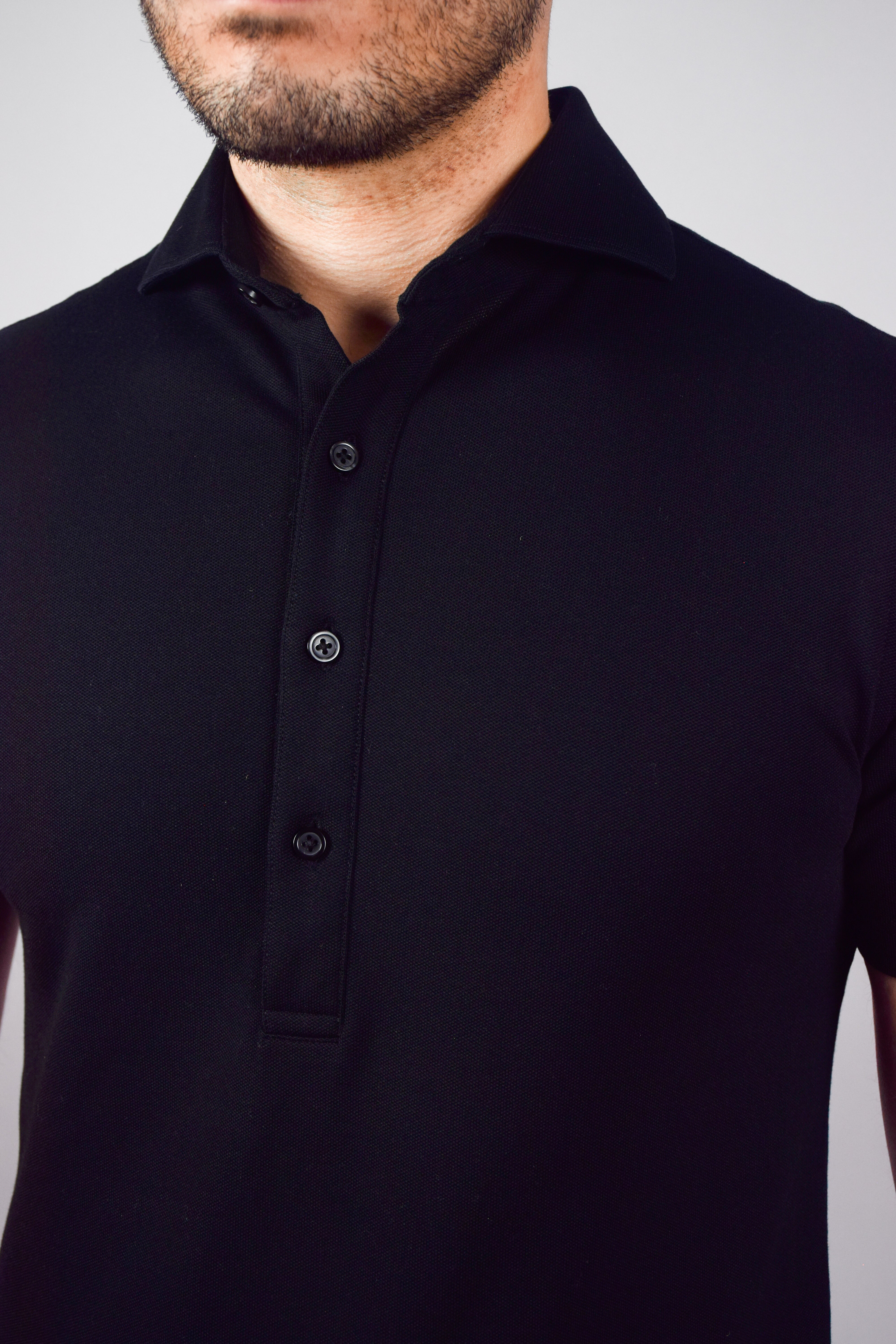 Dress Collar Performance Polo - Black - Atica Man