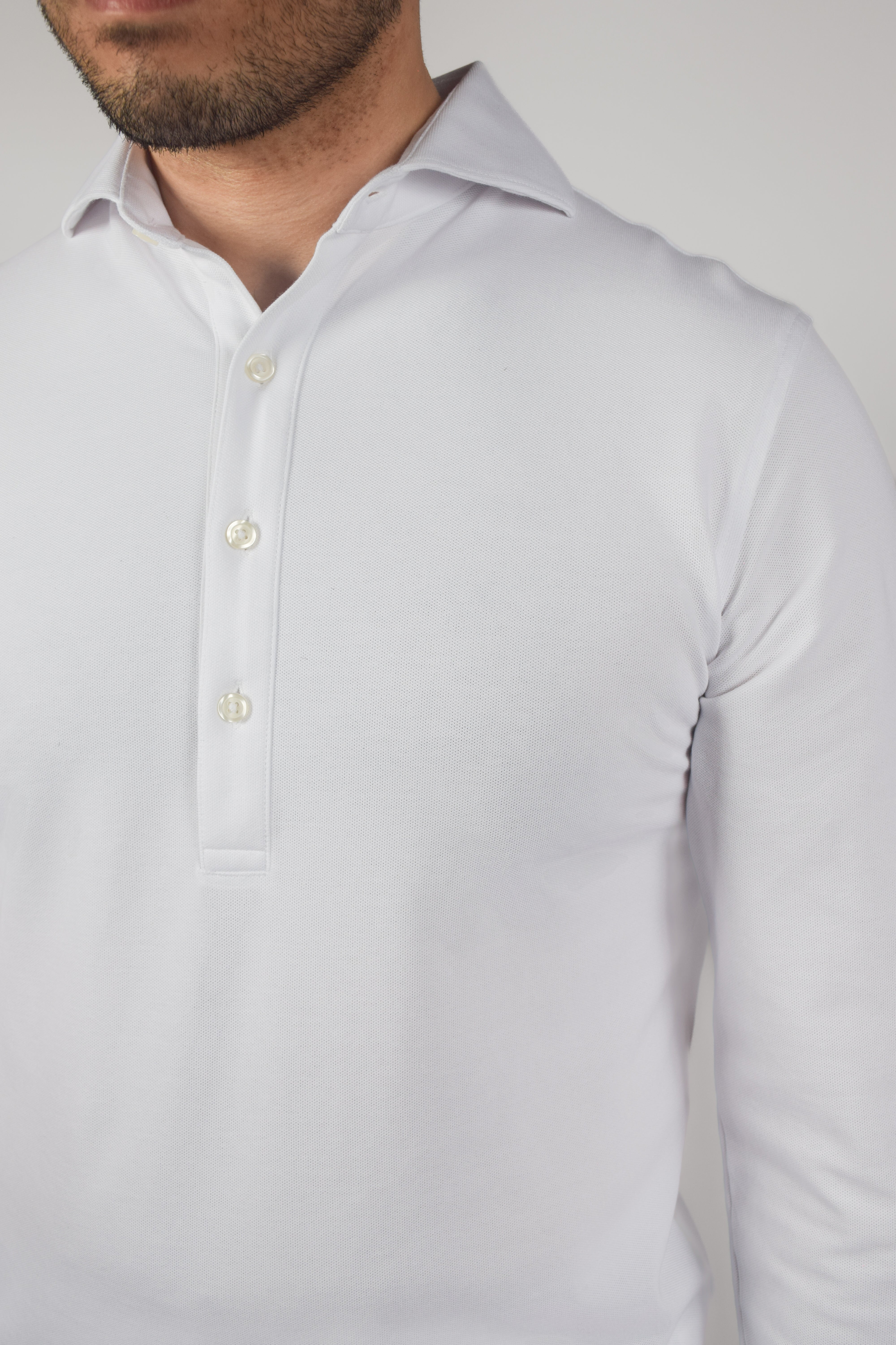 Dress Collar Performance Long Sleeve - White - Atica Man