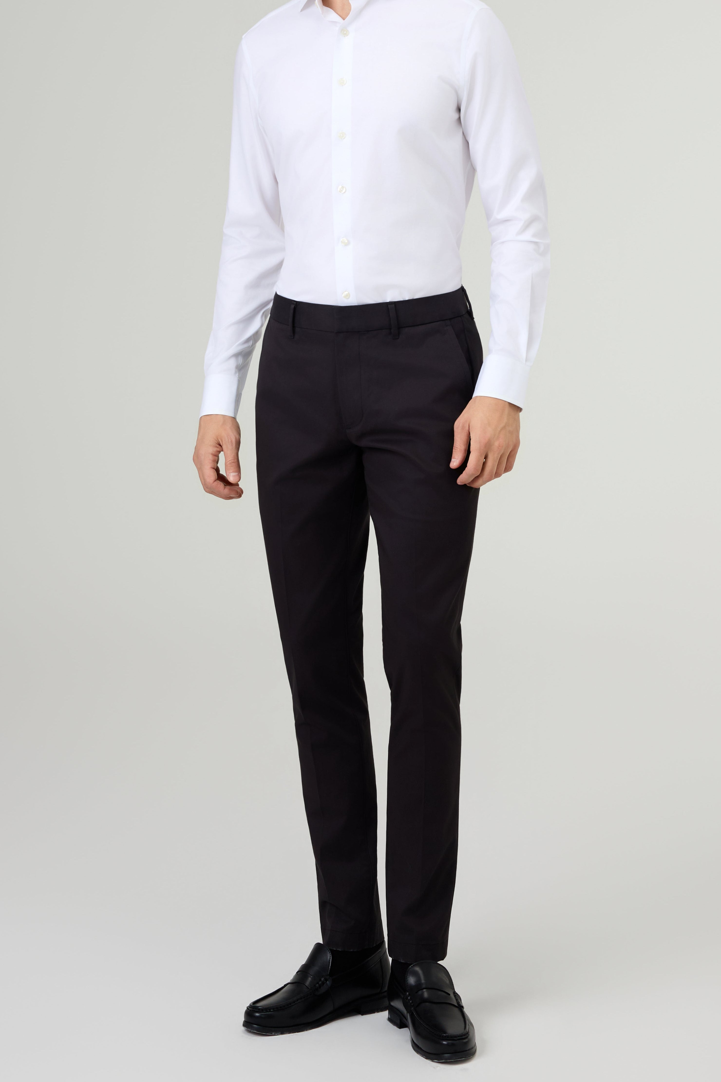 Solid Cotton Black Dress Pants