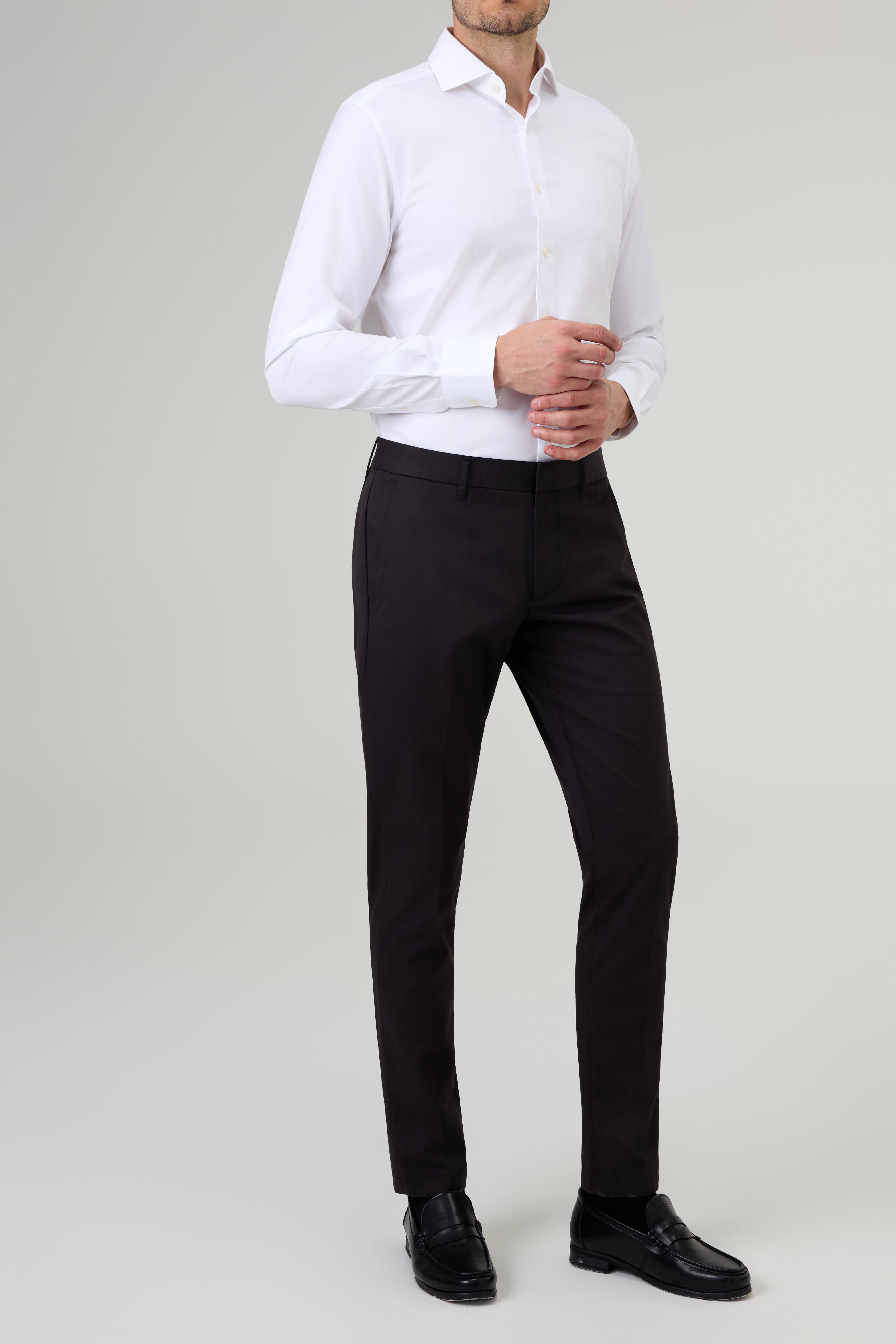 Solid Cotton Black Dress Pants