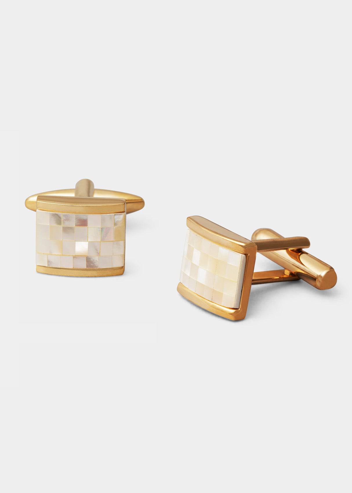 Rectangular Mother Of Pearl  Cufflinks.