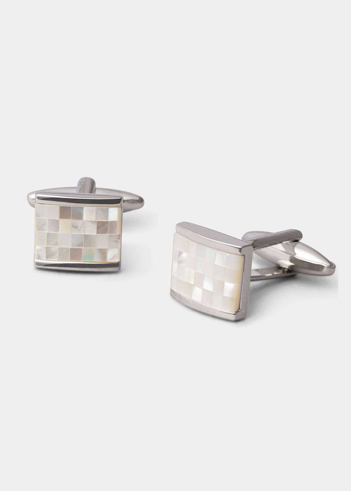 Rectangular Mother Of Pearl  Cufflinks.