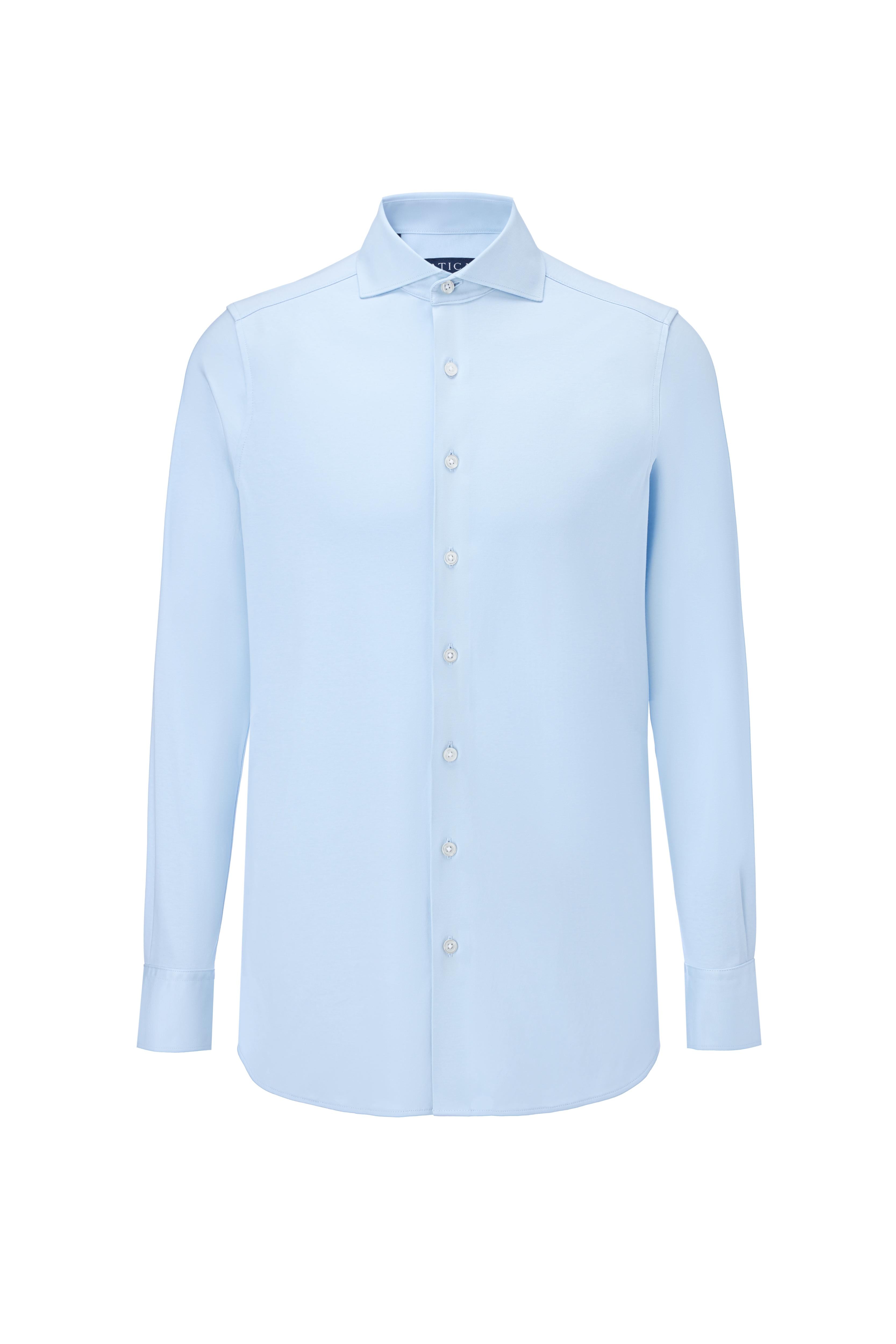 Sky Blue Tokyo Long Sleeve Knit Shirt - Atica Man