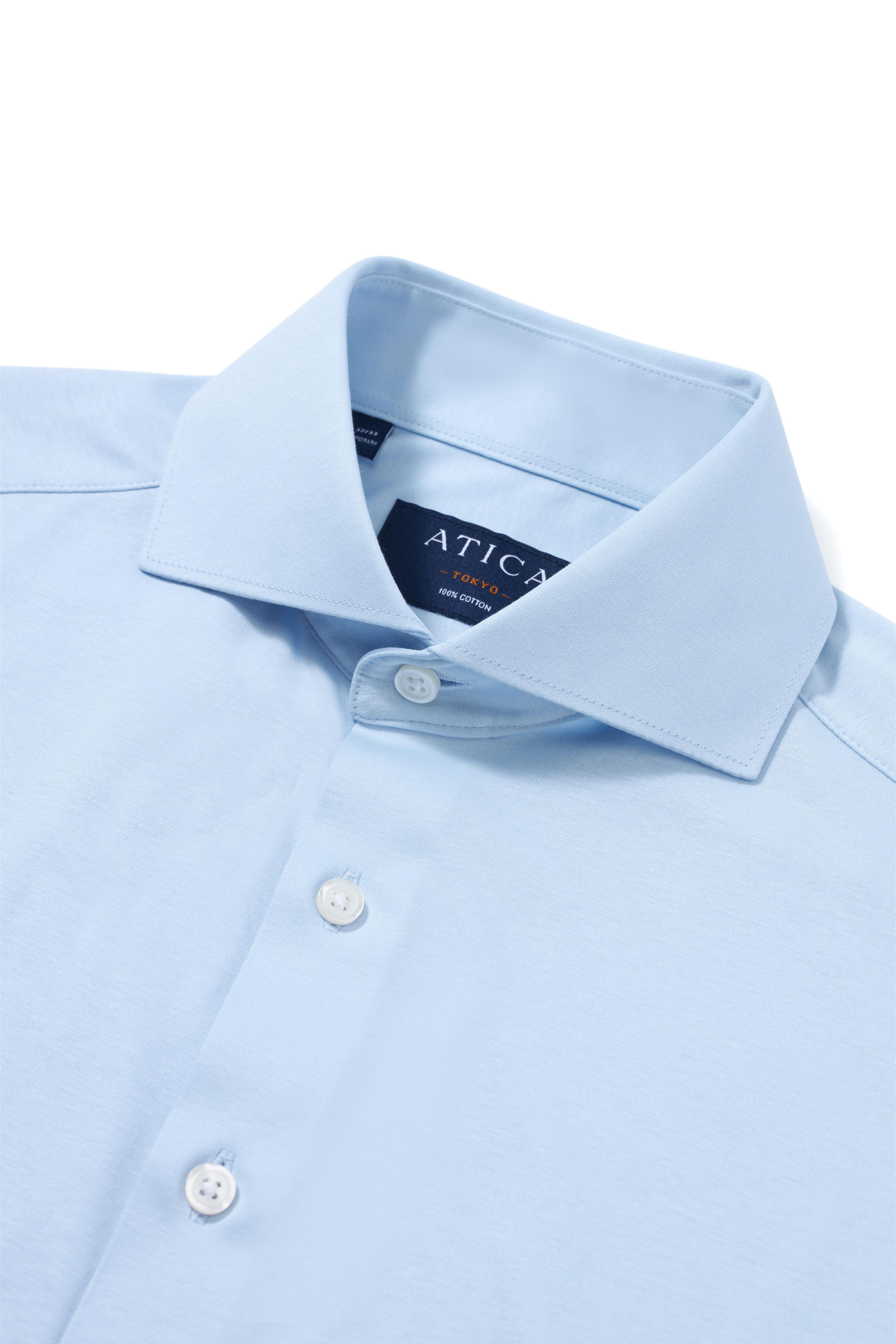 Sky Blue Tokyo Long Sleeve Knit Shirt - Atica Man