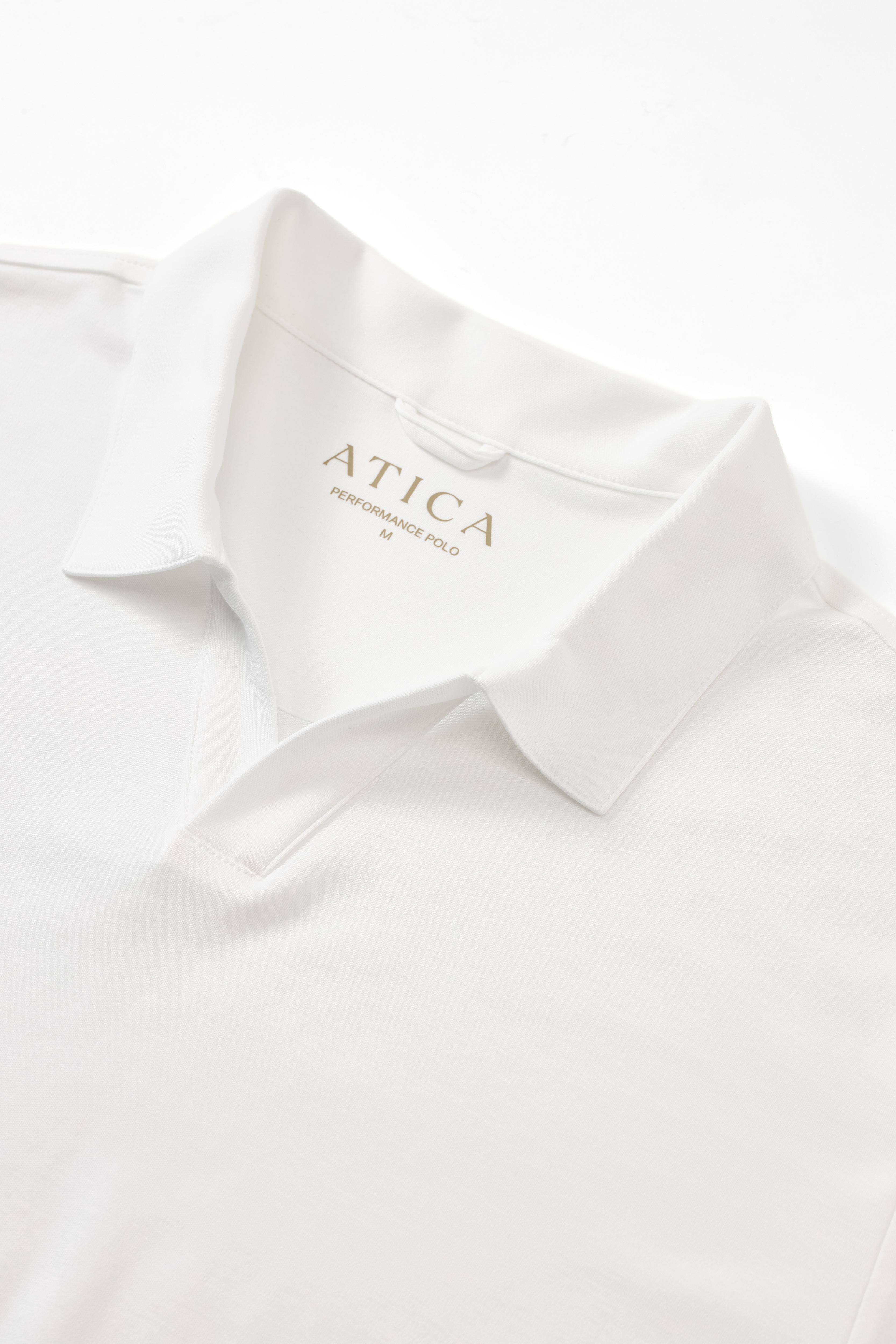 White Buttonless Performance Polo - Atica Man