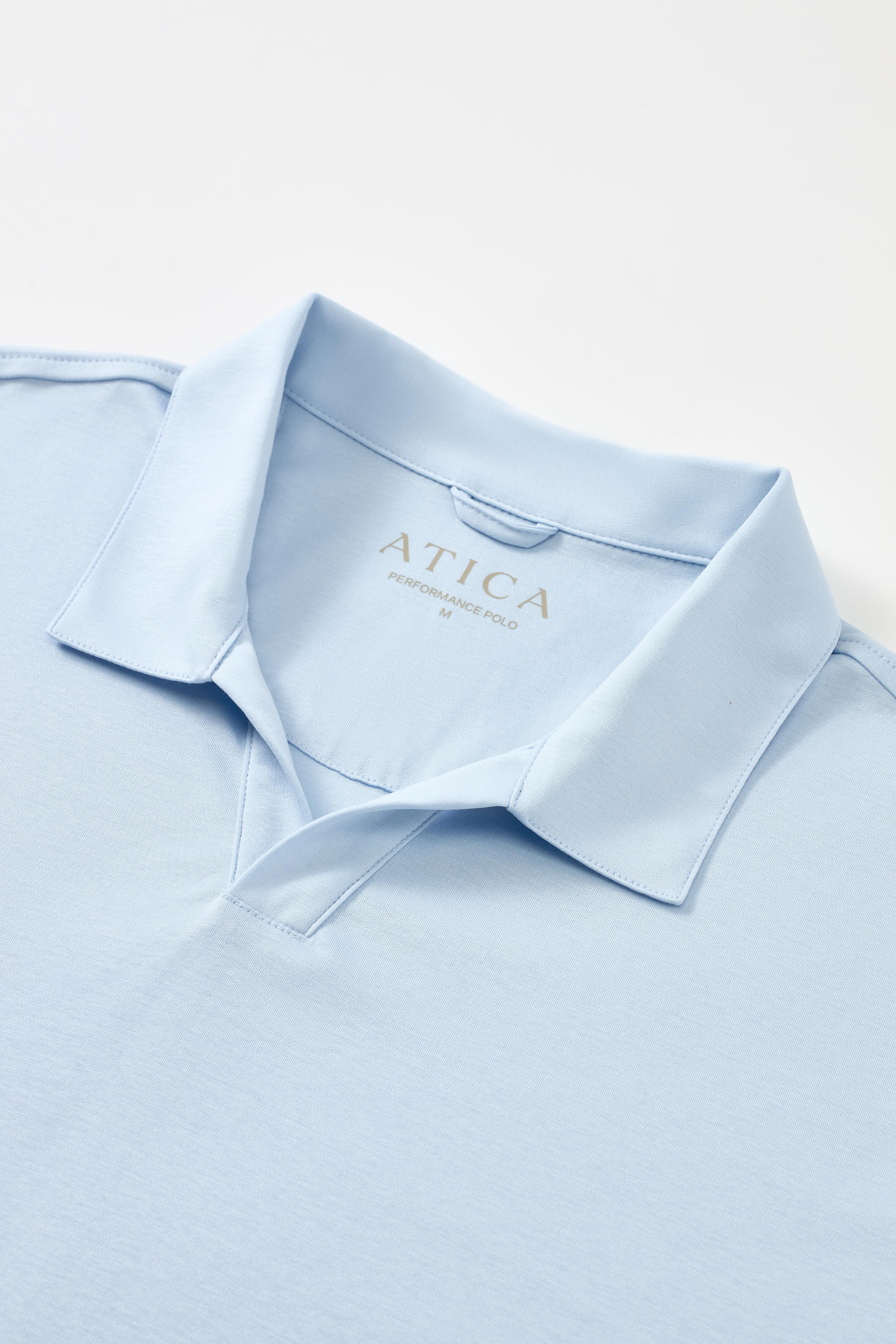Sky Blue Buttonless Performance Polo - Atica Man