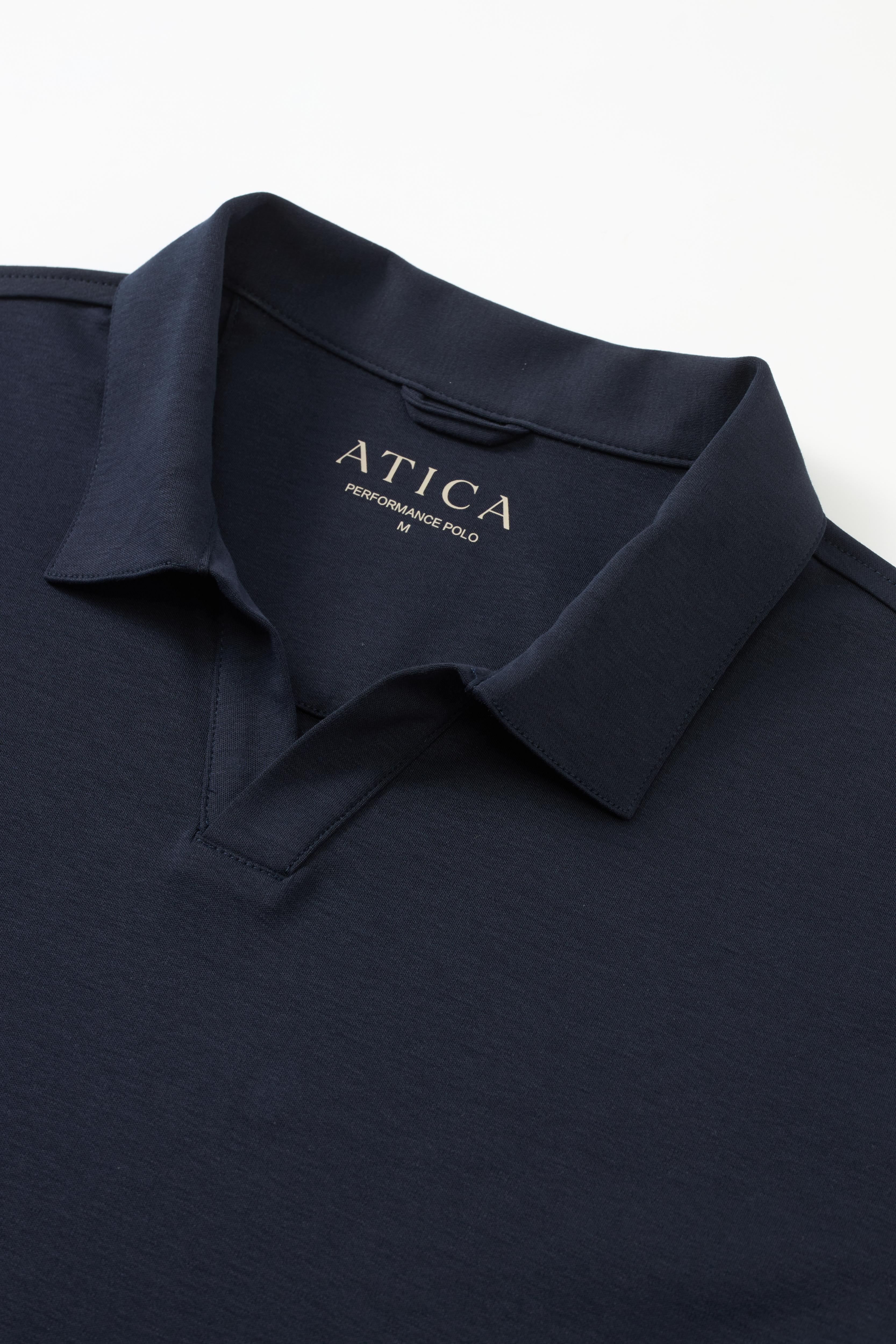 Dark Navy Buttonless Performance Polo - Atica Man