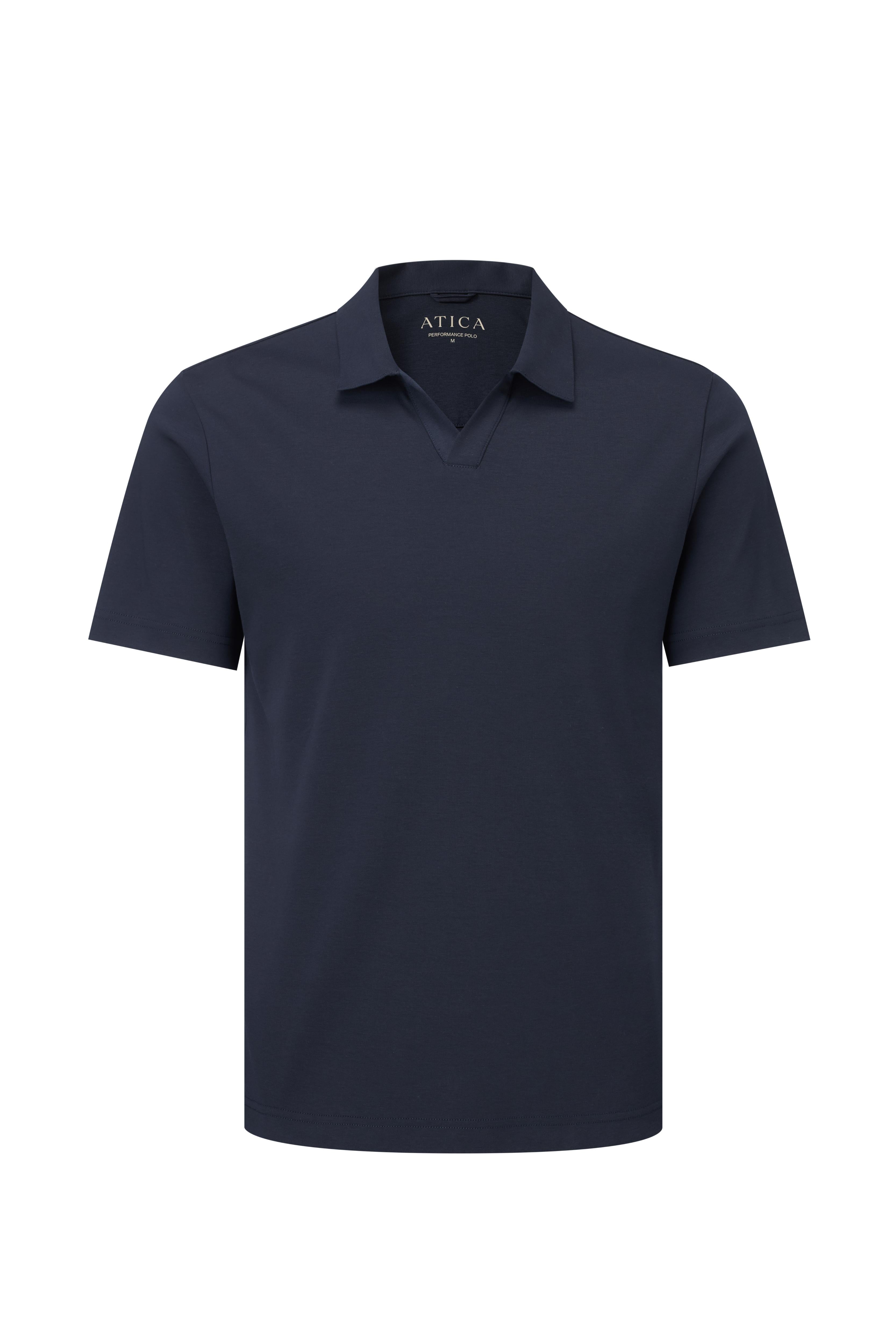 Dark Navy Buttonless Performance Polo - Atica Man