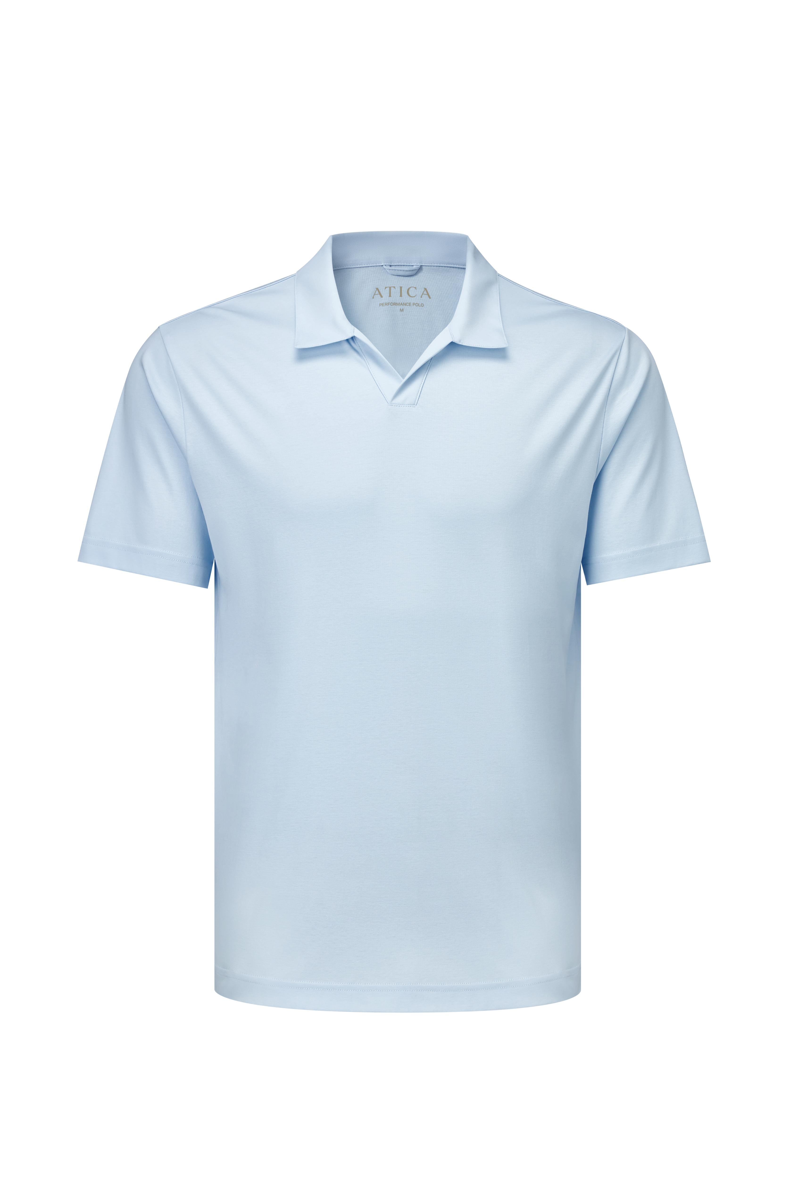 Sky Blue Buttonless Performance Polo - Atica Man