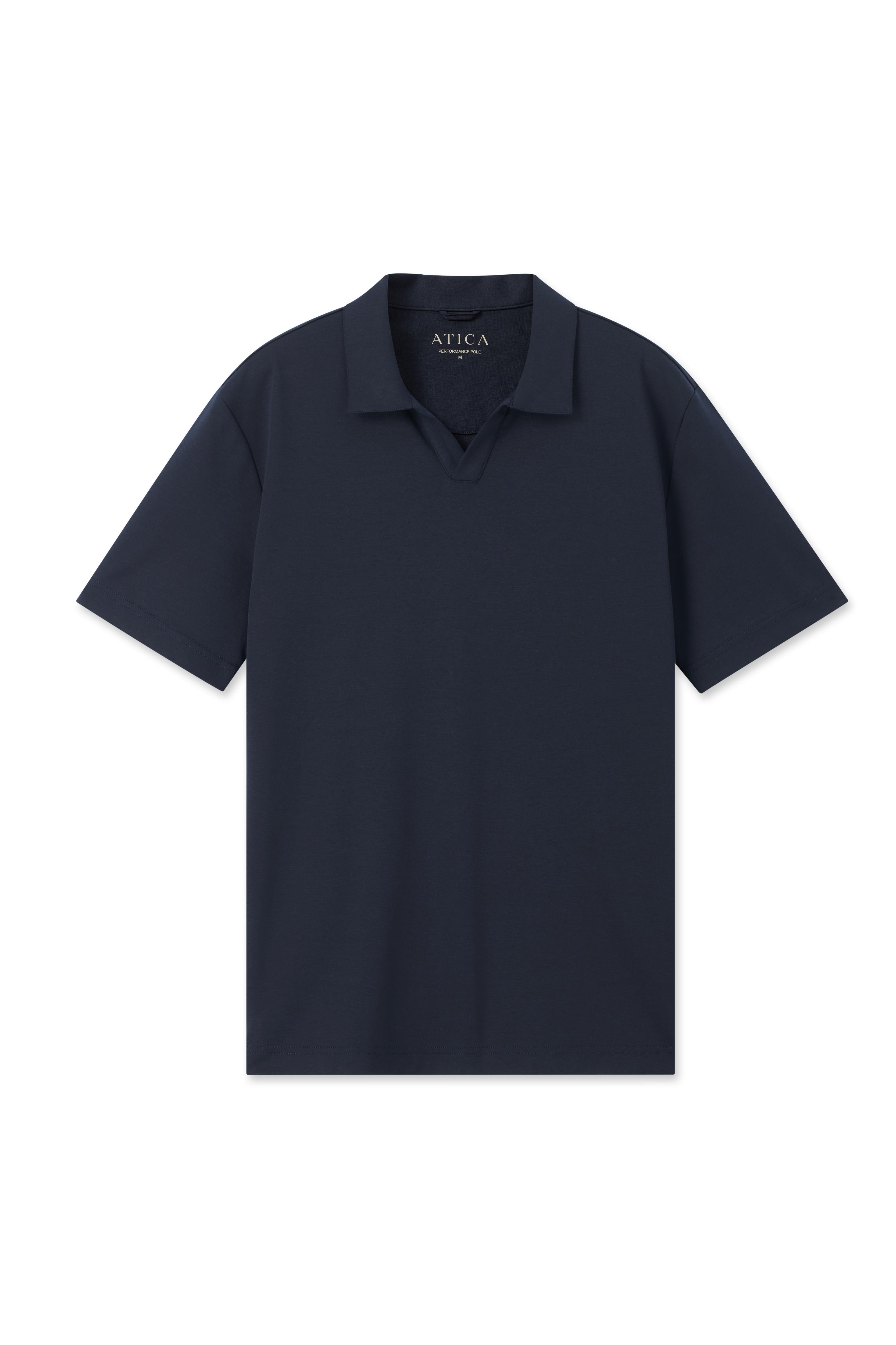 Dark Navy Buttonless Performance Polo - Atica Man