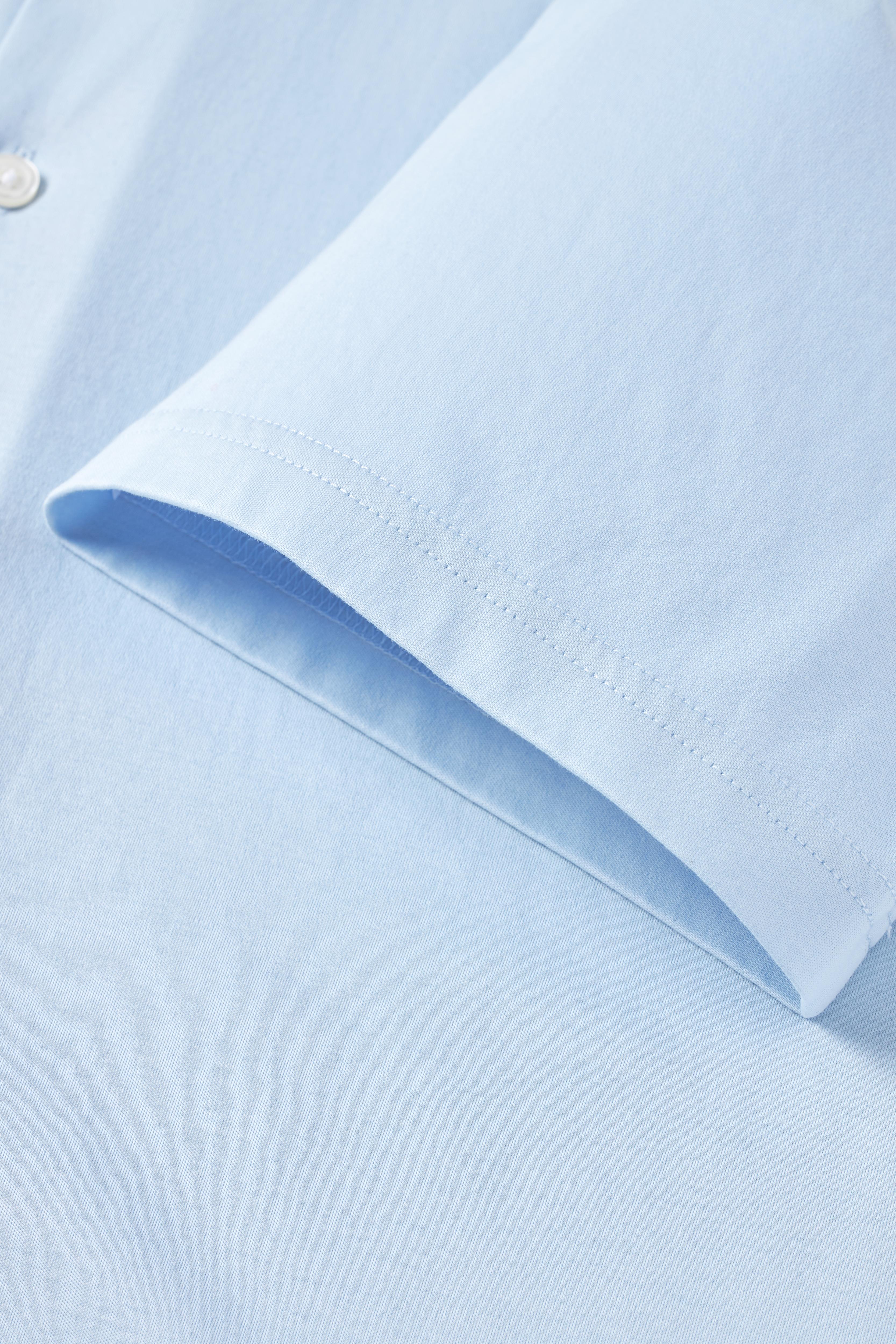 Short Sleeve Button Down Knit Shirt - Sky Blue - Atica Man
