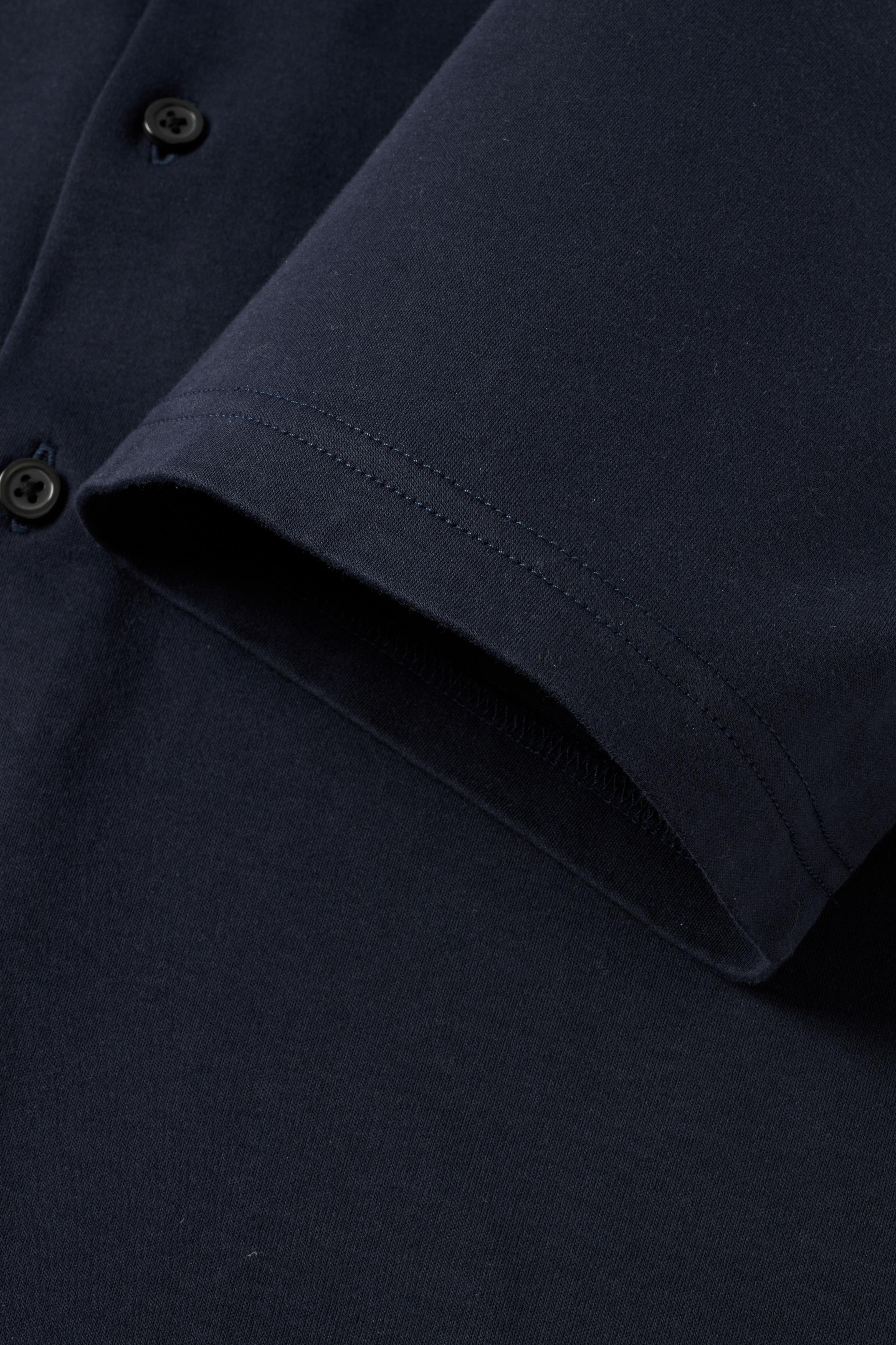 Short Sleeve Button Down Knit Shirt - Dark Navy - Atica Man
