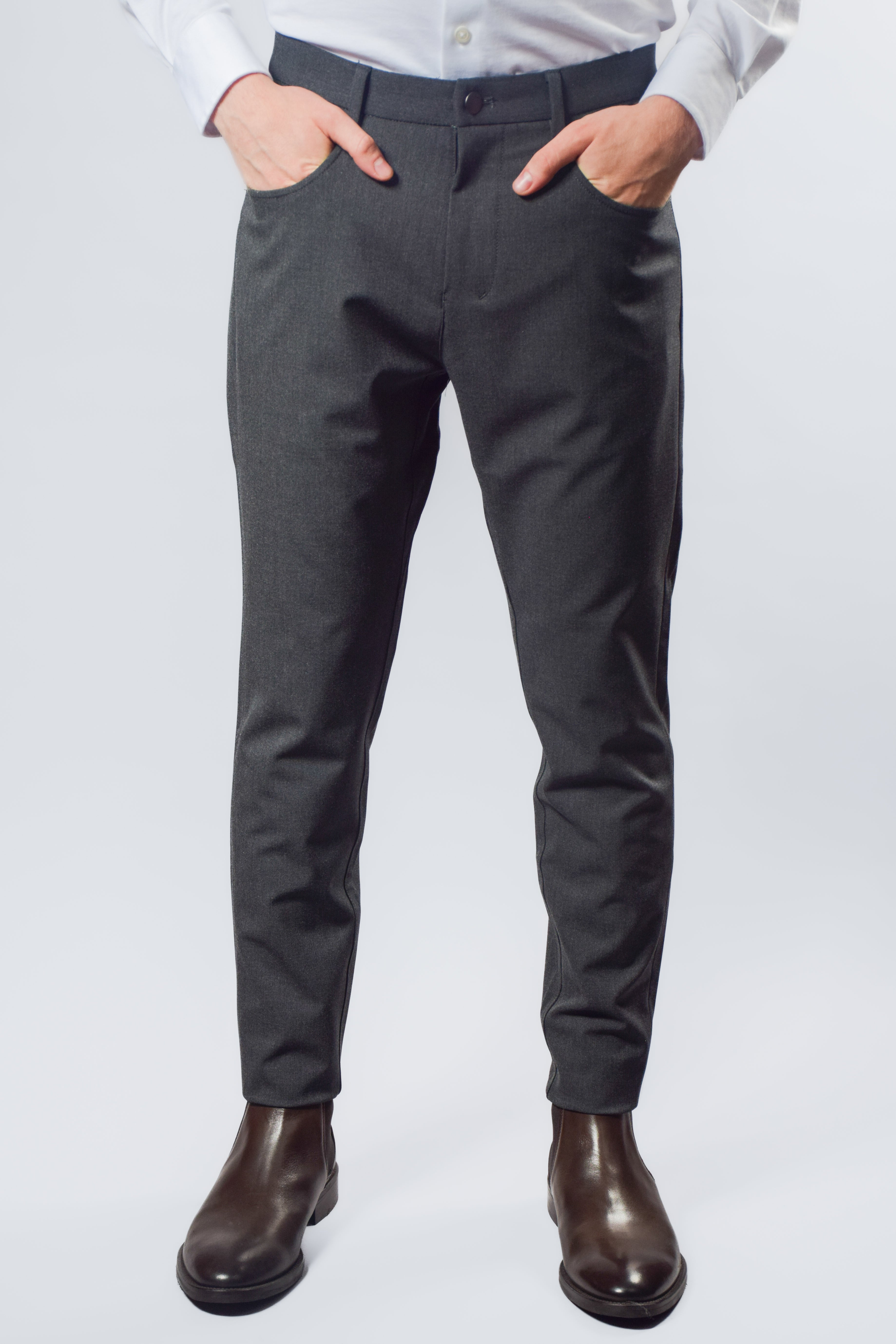 Charcoal Essential Stretch Pants - Atica Man