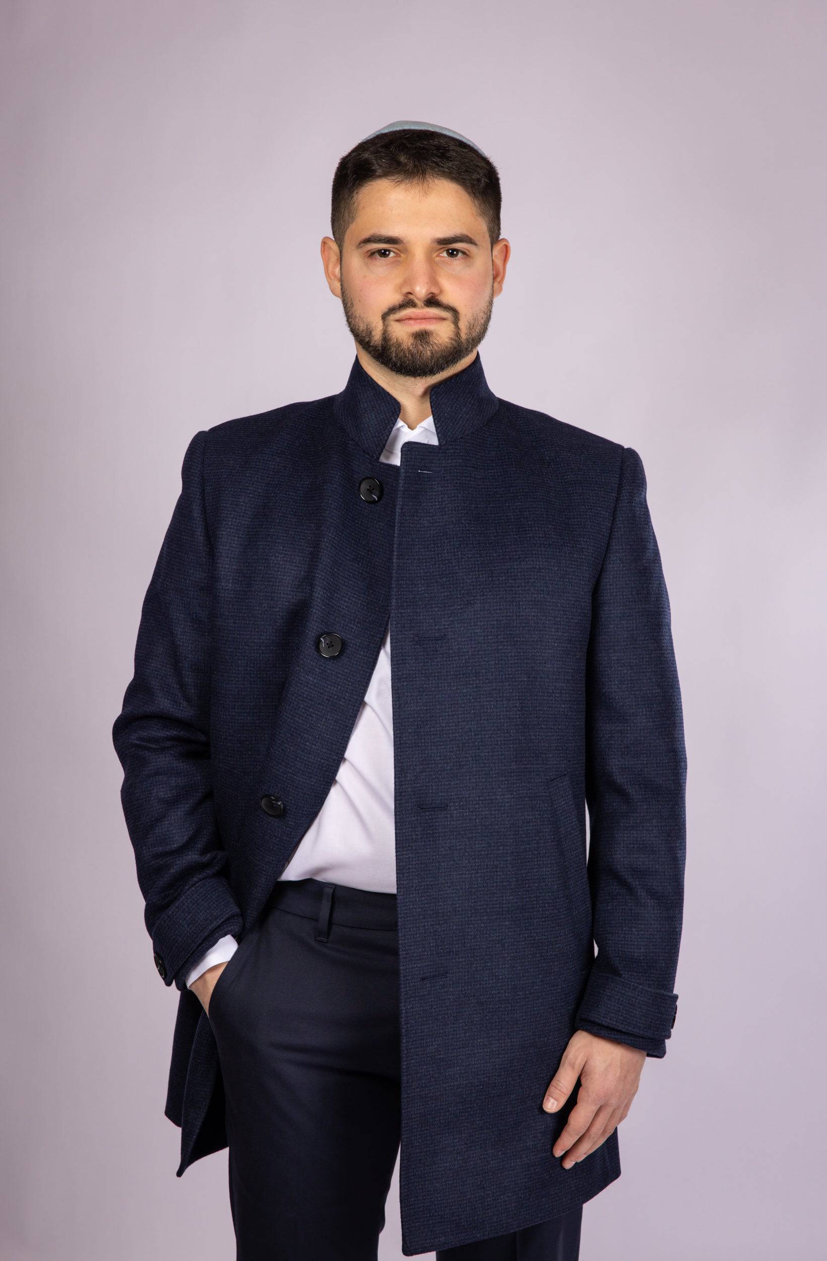 Standing Collar Wool Carcoat - Atica Man