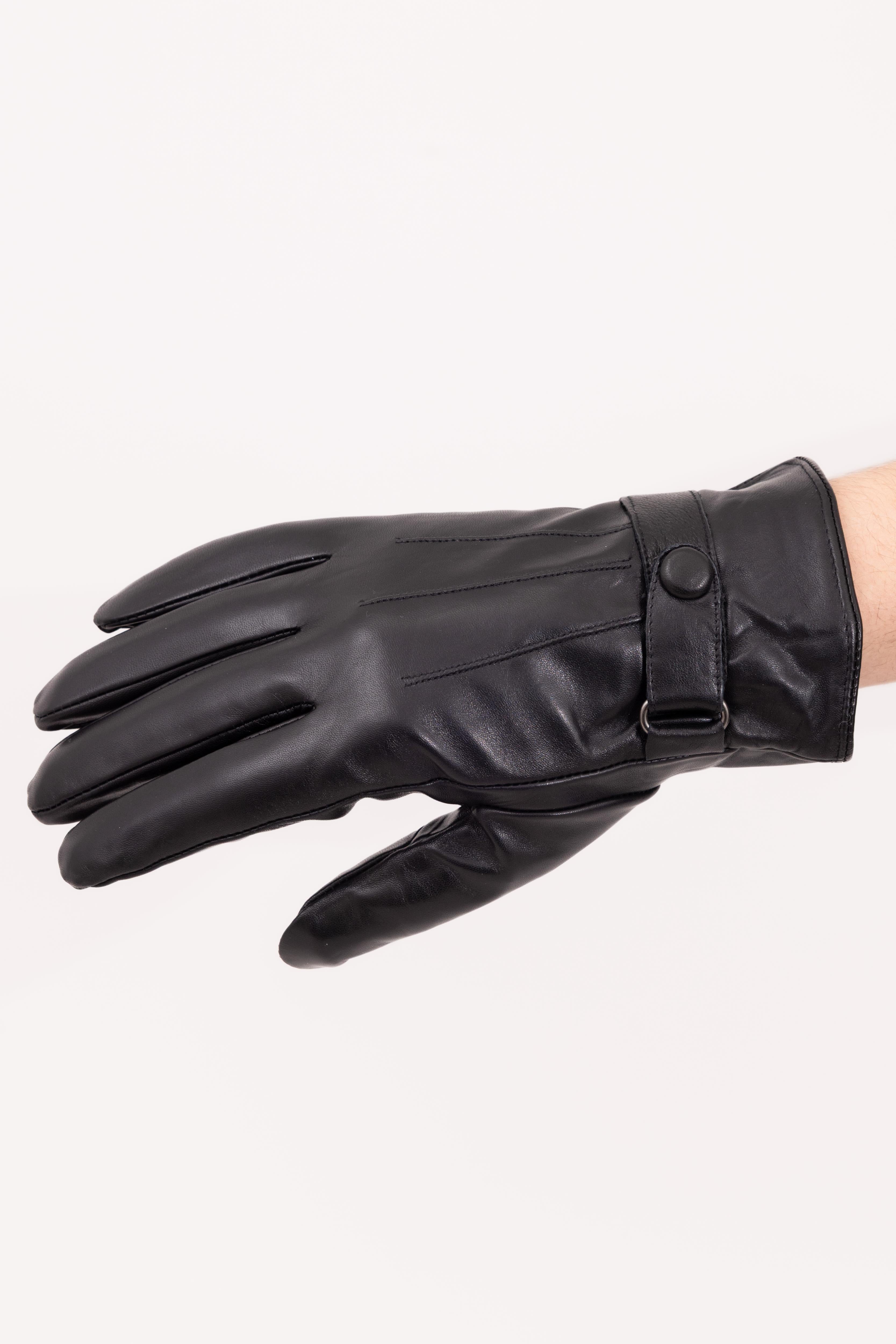Men’s Nappa Leather Wool Lined Touchscreen Gloves with Wrist Buckle - Atica Man