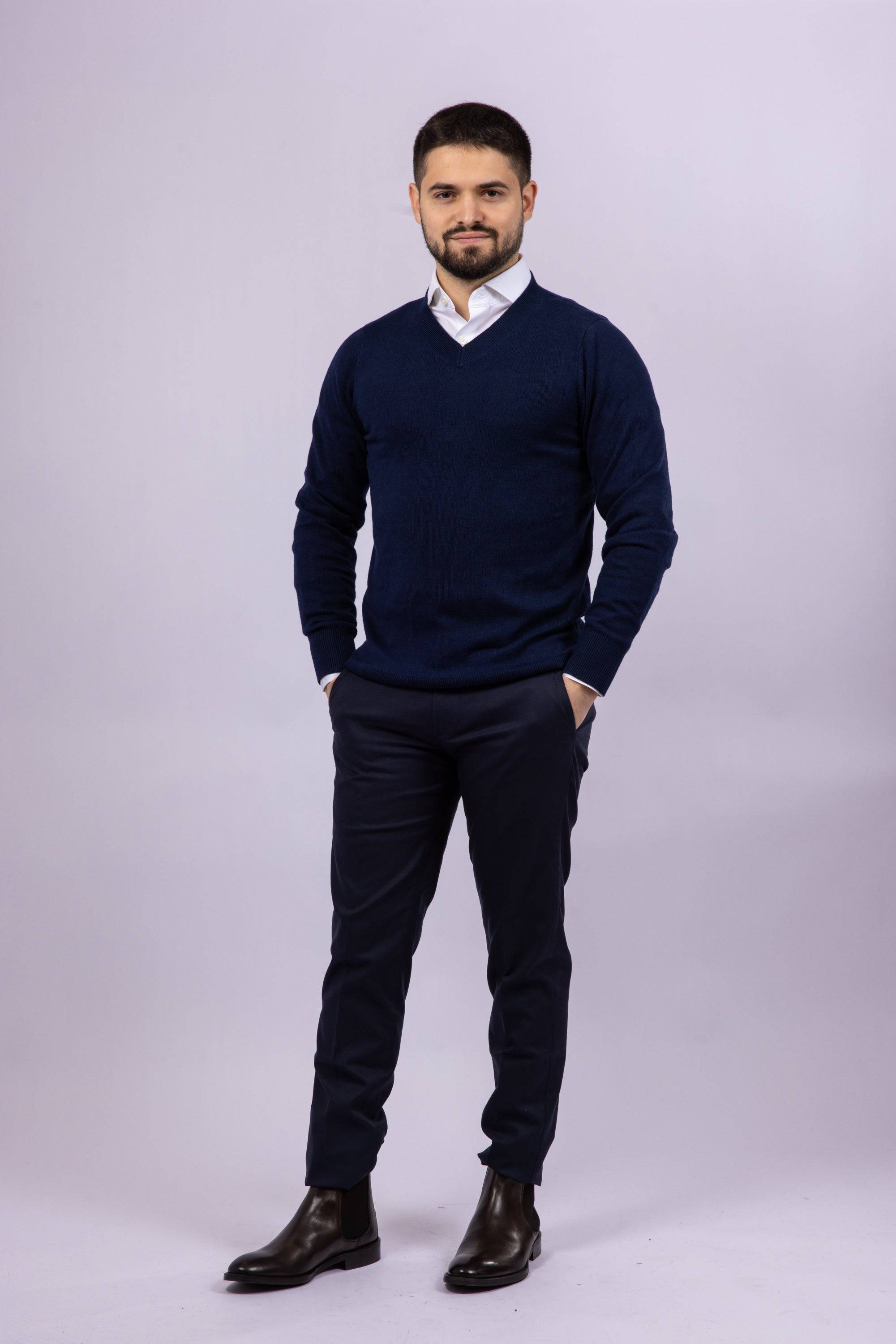 V Neck Pullover Sweater - Atica Man