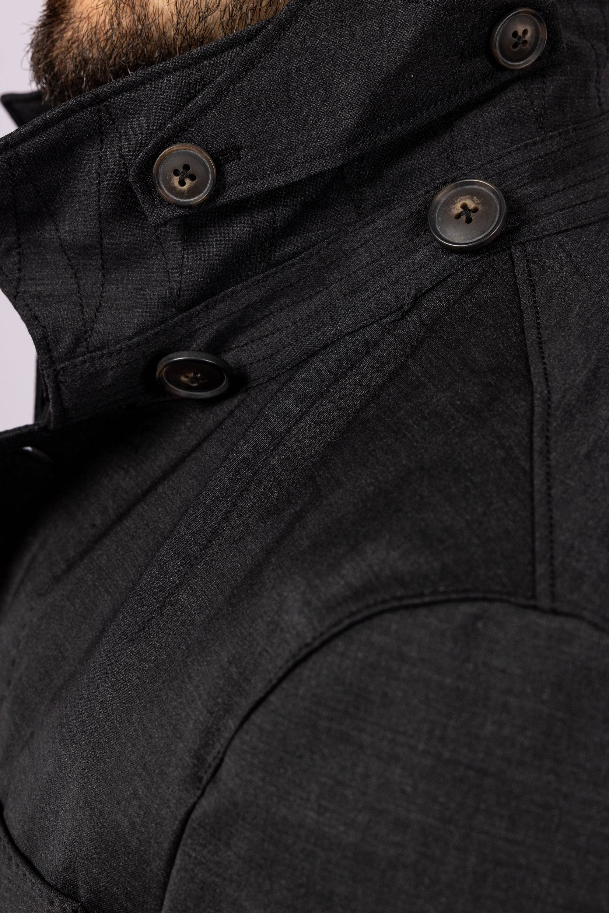 Waterproof Wool Raincoat | Black - Atica Man