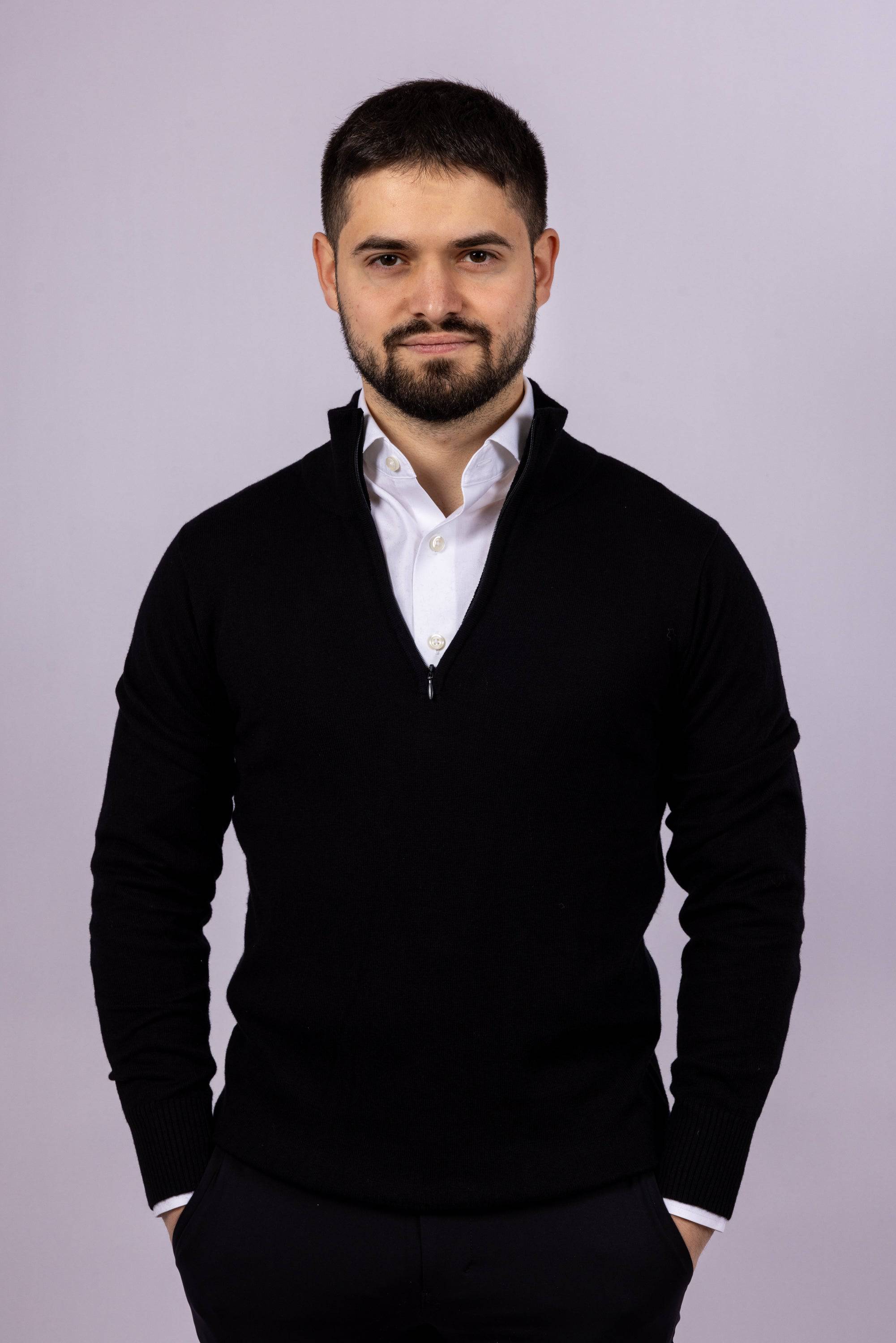 Cashmere Blend Quarter Zip Sweater - Atica Man