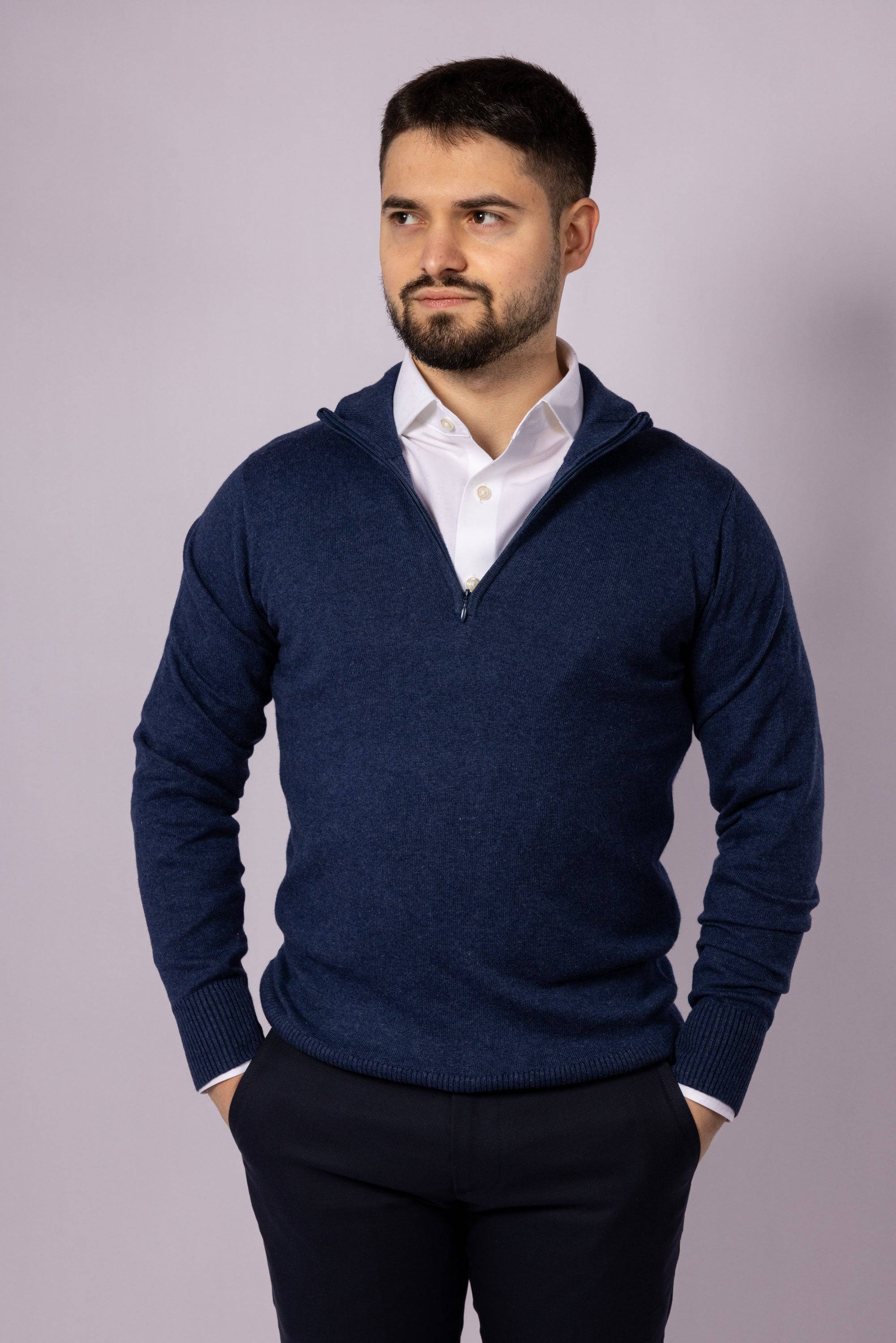 Cashmere Blend Quarter Zip Sweater - Atica Man