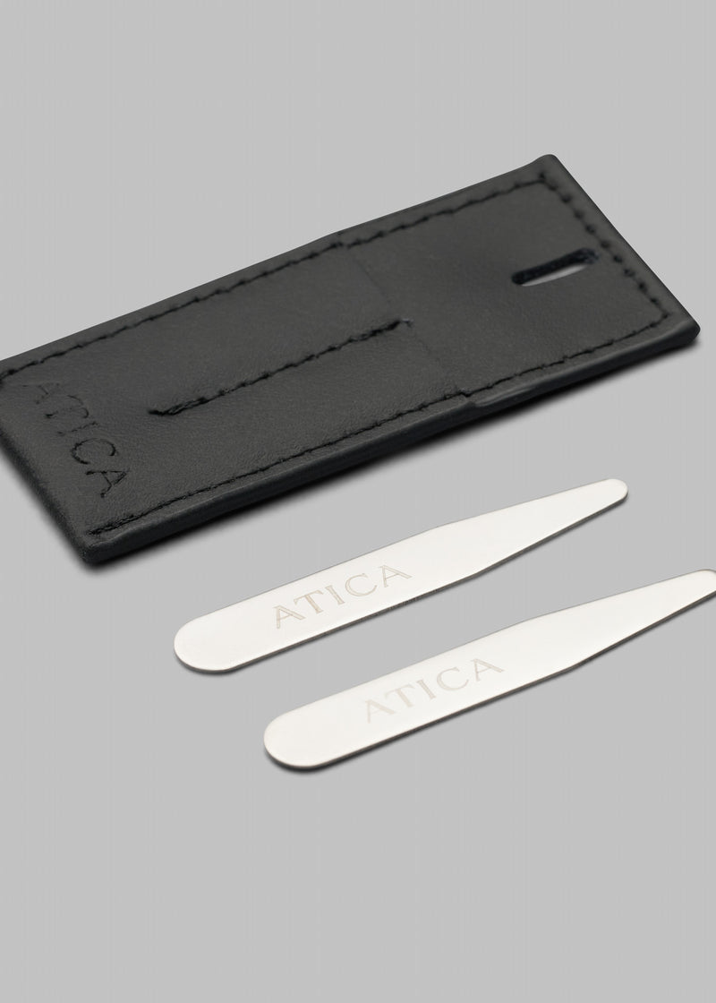 Metal Collar Stays in Leather Bag