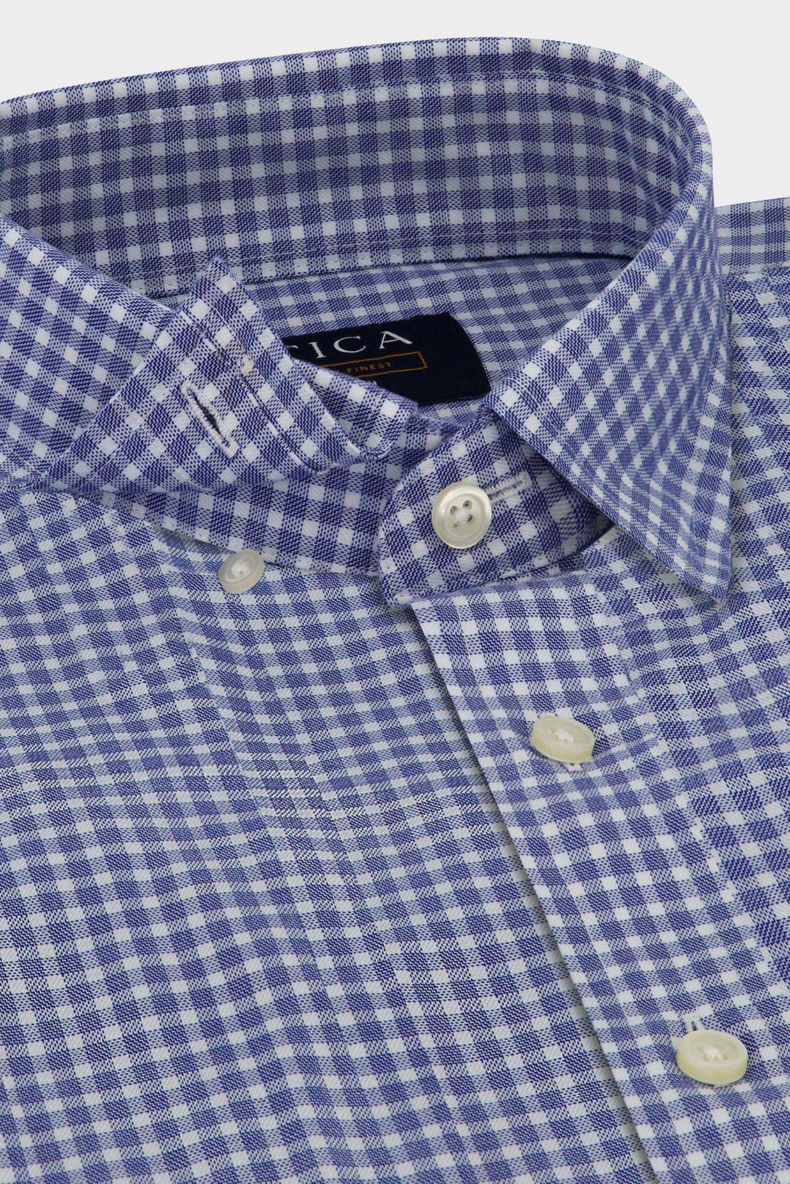 Everyday Blue Gingham Casual Shirt – Non-Iron, Wrinkle-Resistant, Breathable Cotton