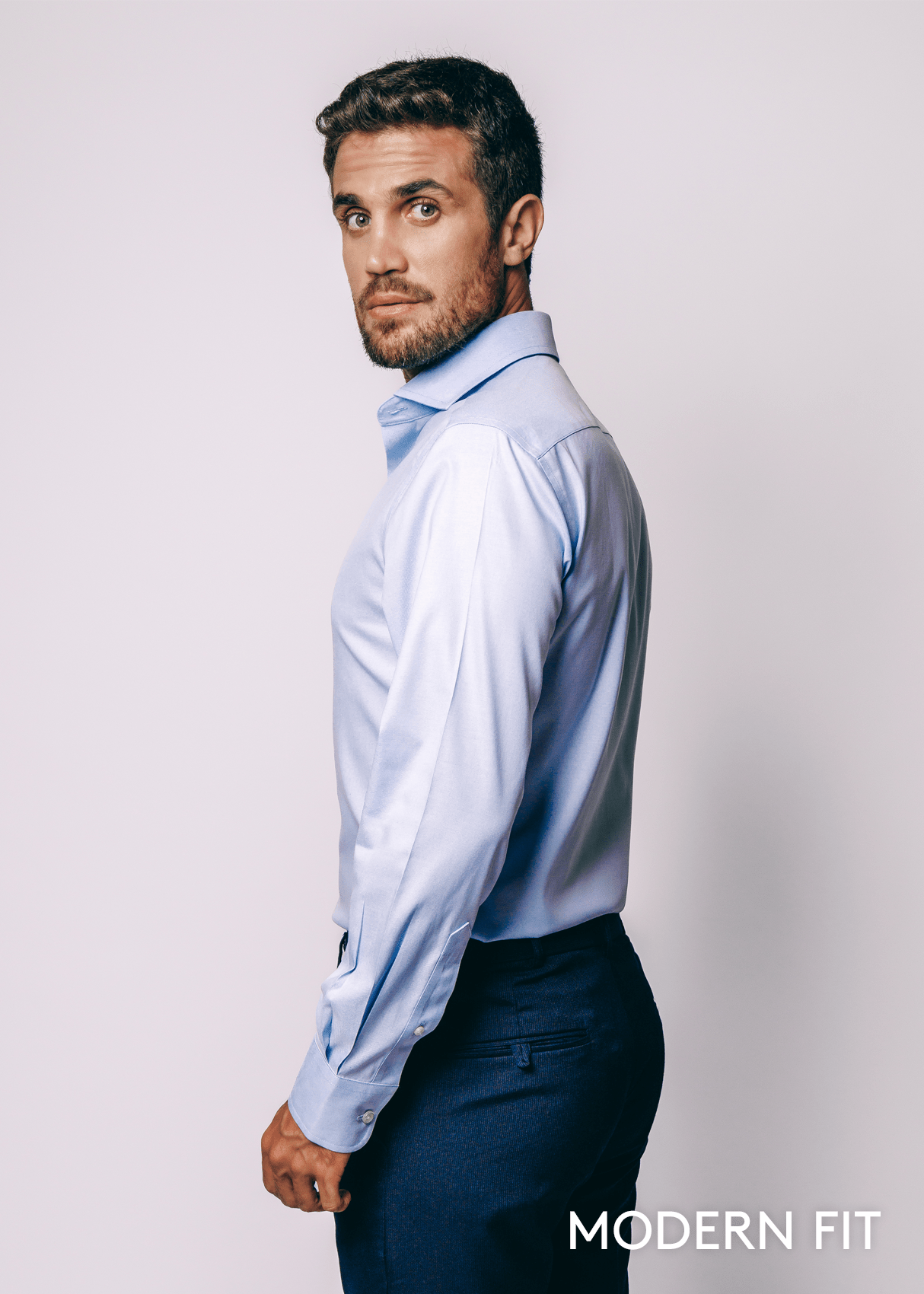 Button-Down Collar Non-Iron Dress Shirt - Blue – Wrinkle-Resistant, Breathable, Durable