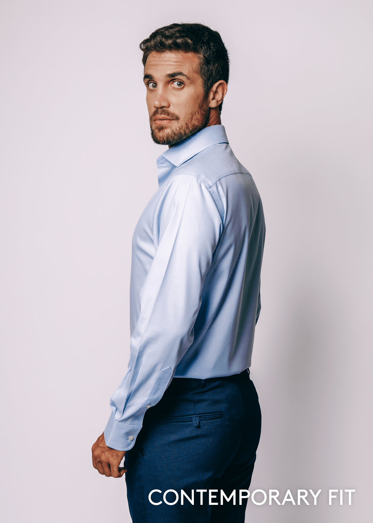 Button-Down Collar Non-Iron Dress Shirt - Blue – Wrinkle-Resistant, Breathable, Durable