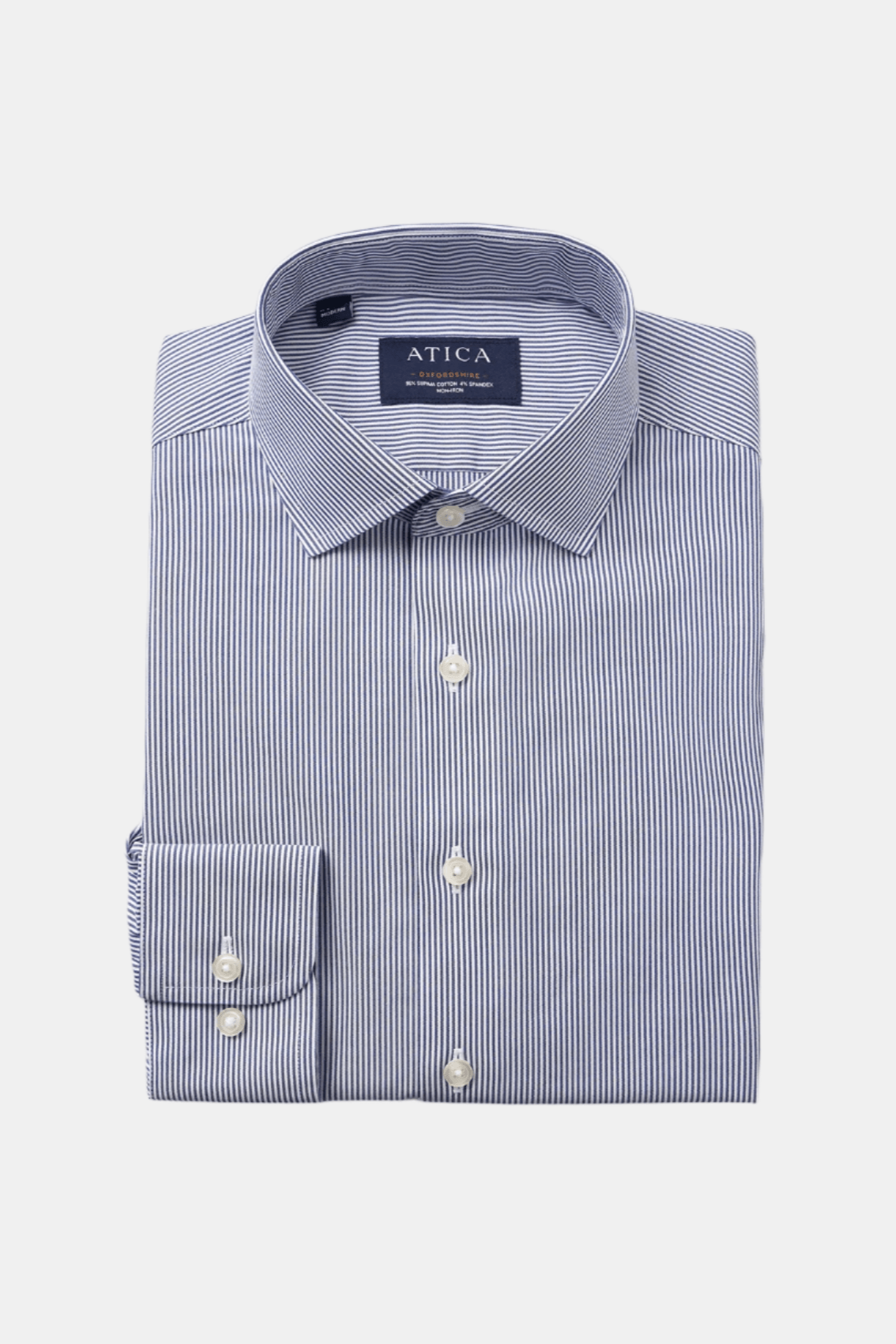 Button-Down Non-Iron Oxford Stripe Shirt - Navy - Designed for long-lasting wear. Non-iron, extra durability
