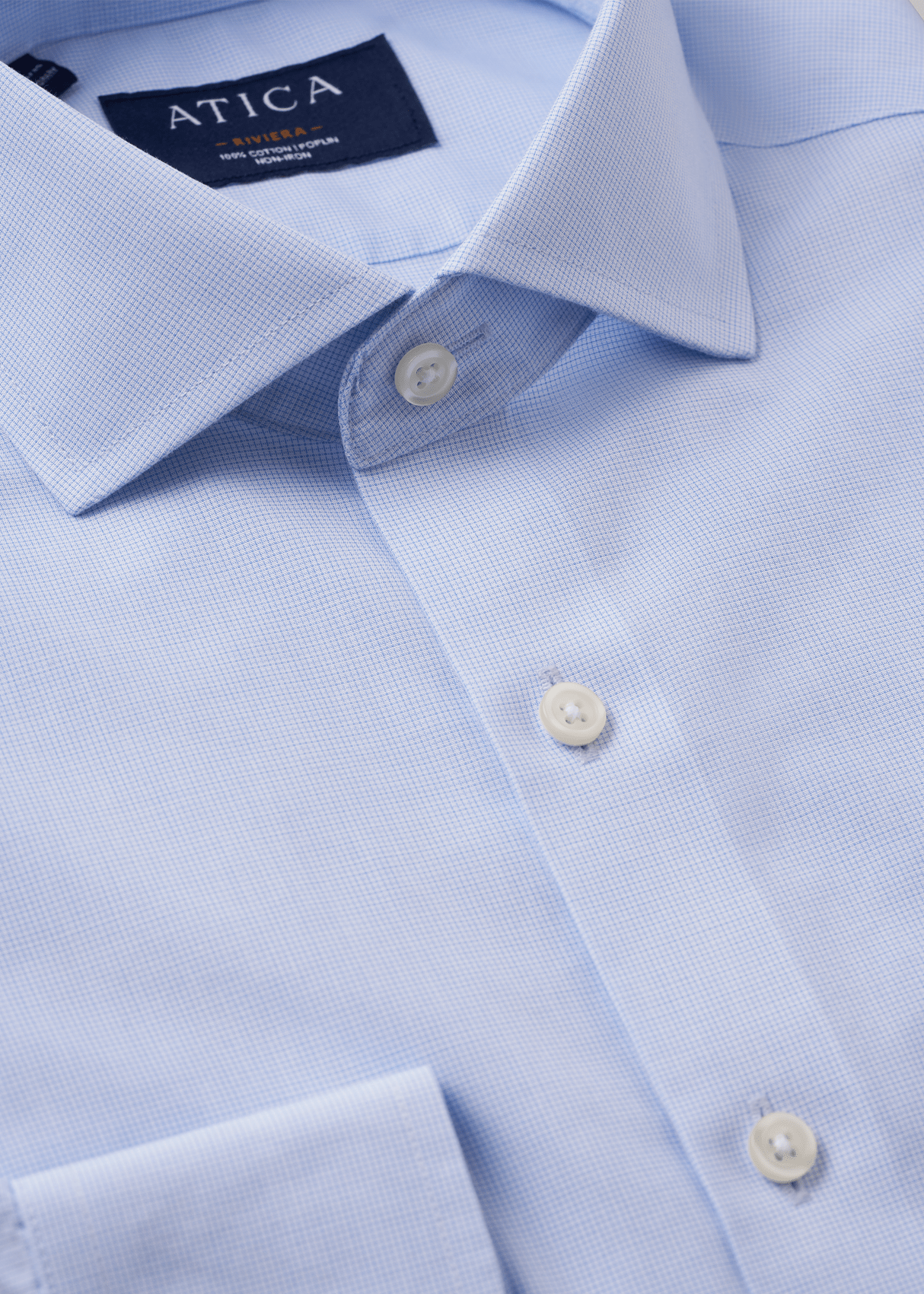 Riviera Light Blue Poplin Dress Shirt – Non-Iron, Wrinkle-Resistant, Breathable Cotton